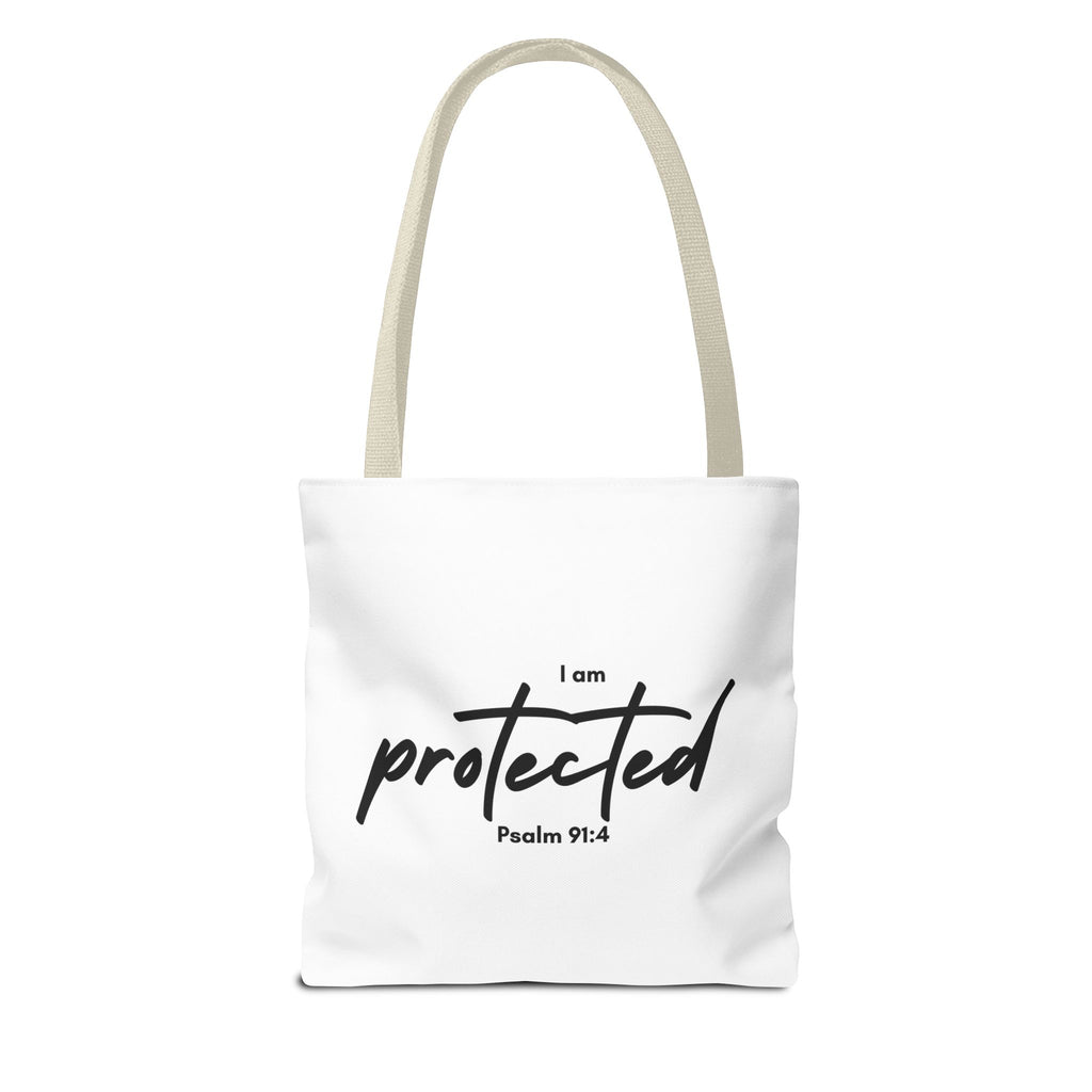 I Am Protected Tote Bag — Psalm 91:4 Christian Scripture Canvas Tote | Faith-Based Carryall
