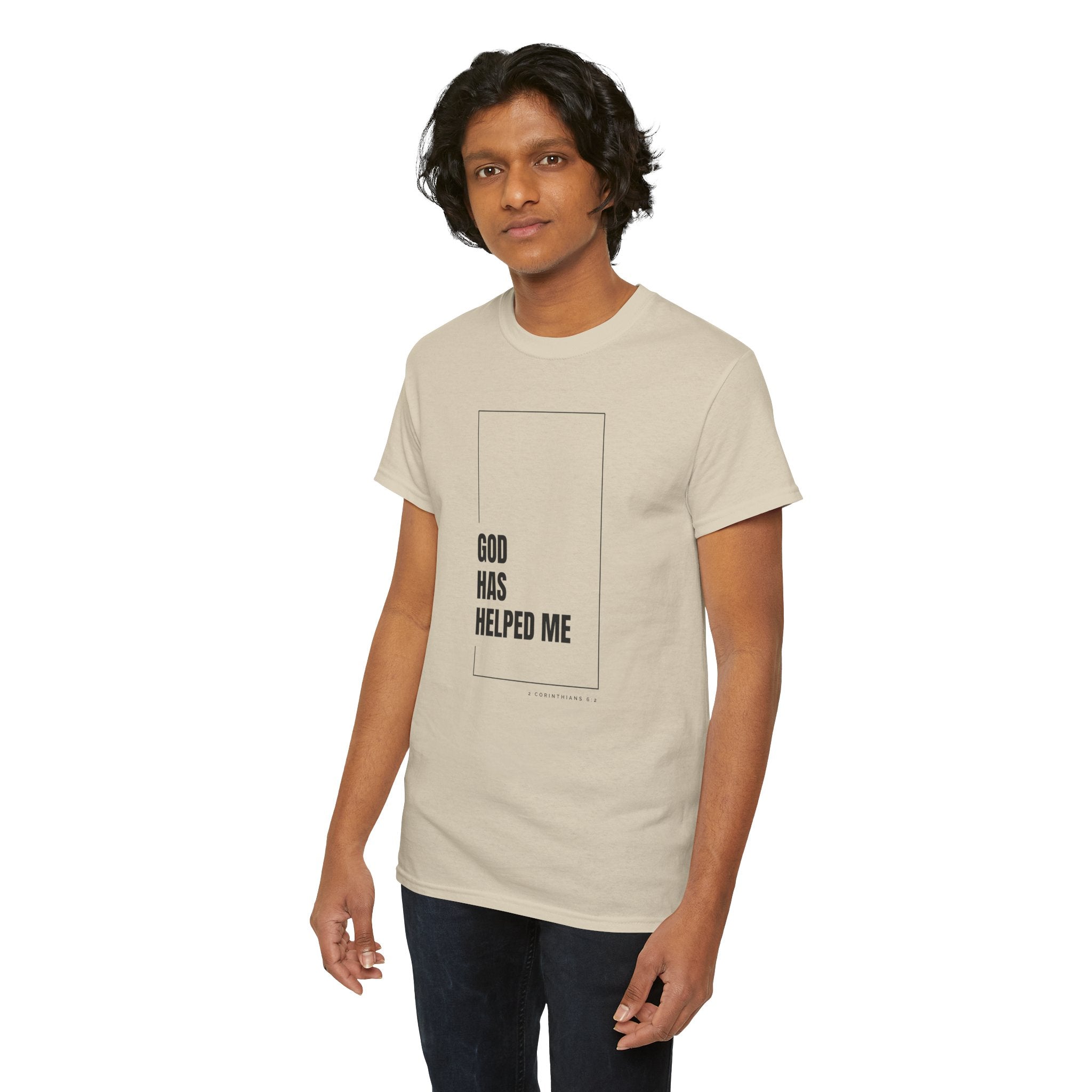 God Has Helped Me Christian T-Shirt – 2 Corinthians 6:2 Faith Tee | Unisex Heavy Cotton Shirt