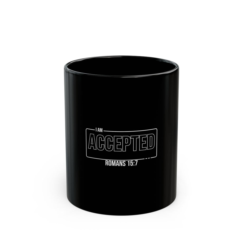 “I Am Accepted” Christian Ceramic Mug – Romans 15:7 Scripture Coffee Cup (11oz & 15oz) – Faith-Inspired Gift