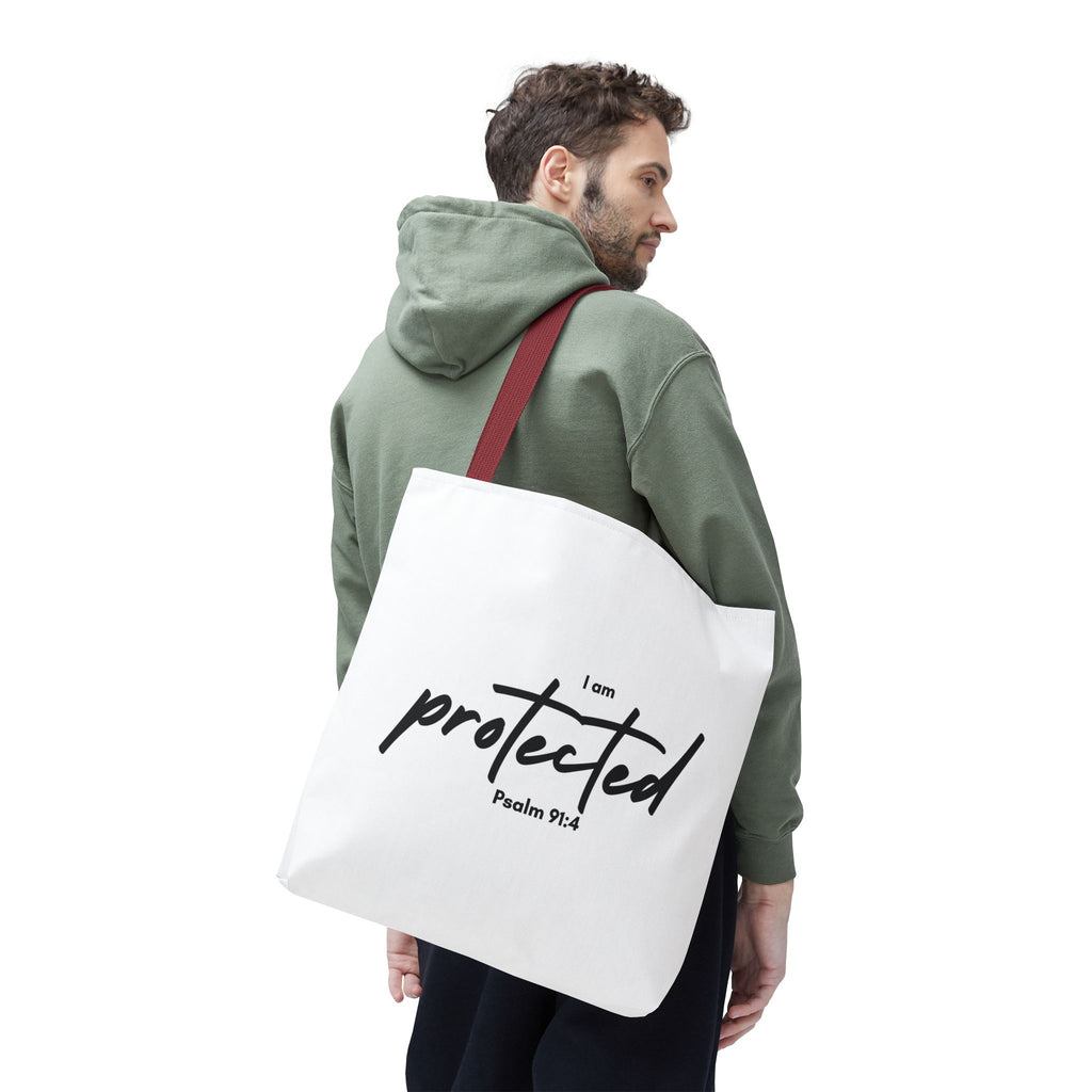 I Am Protected Tote Bag — Psalm 91:4 Christian Scripture Canvas Tote | Faith-Based Carryall
