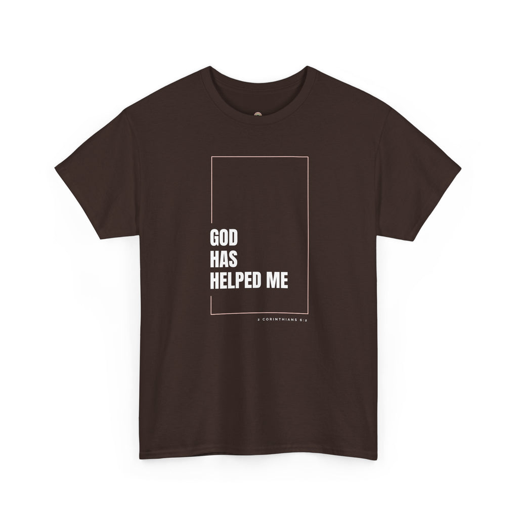 God Has Helped Me Christian T-Shirt – 2 Corinthians 6:2 Faith Tee | Unisex Heavy Cotton Shirt