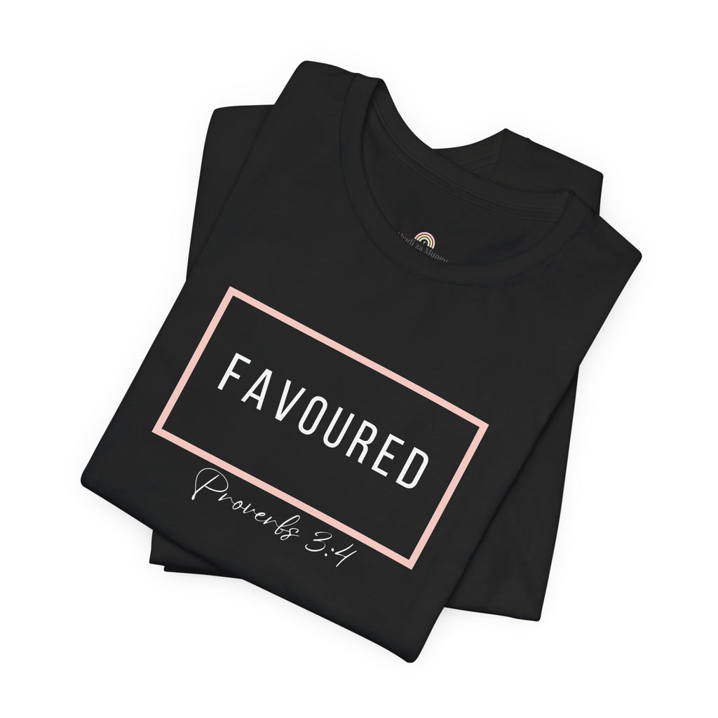 Favoured Christian T-Shirt – Proverbs 3:4 Scripture Tee | Faith-Based Unisex Shirt