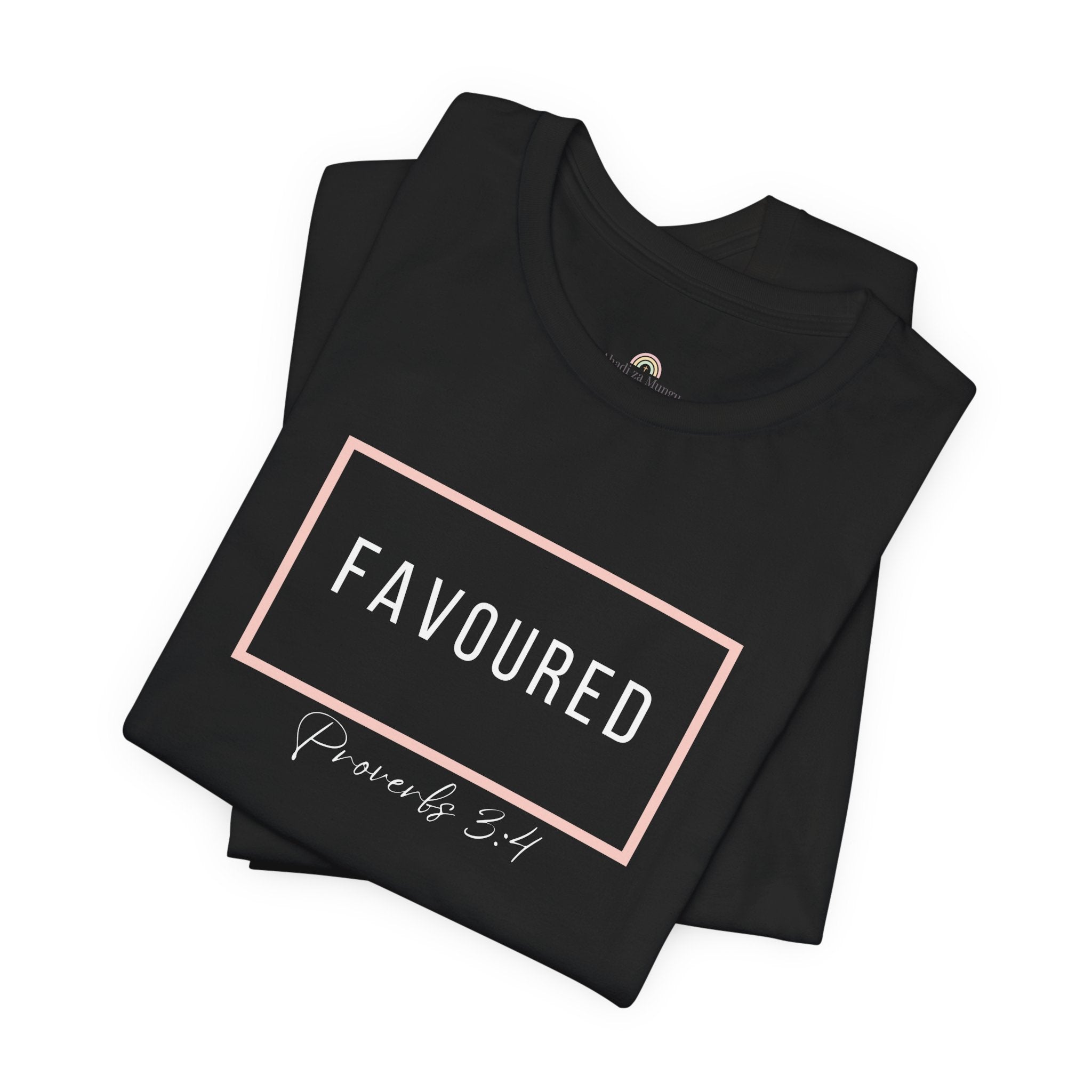Favoured Christian T-Shirt – Proverbs 3:4 Scripture Tee | Faith-Based Unisex Shirt