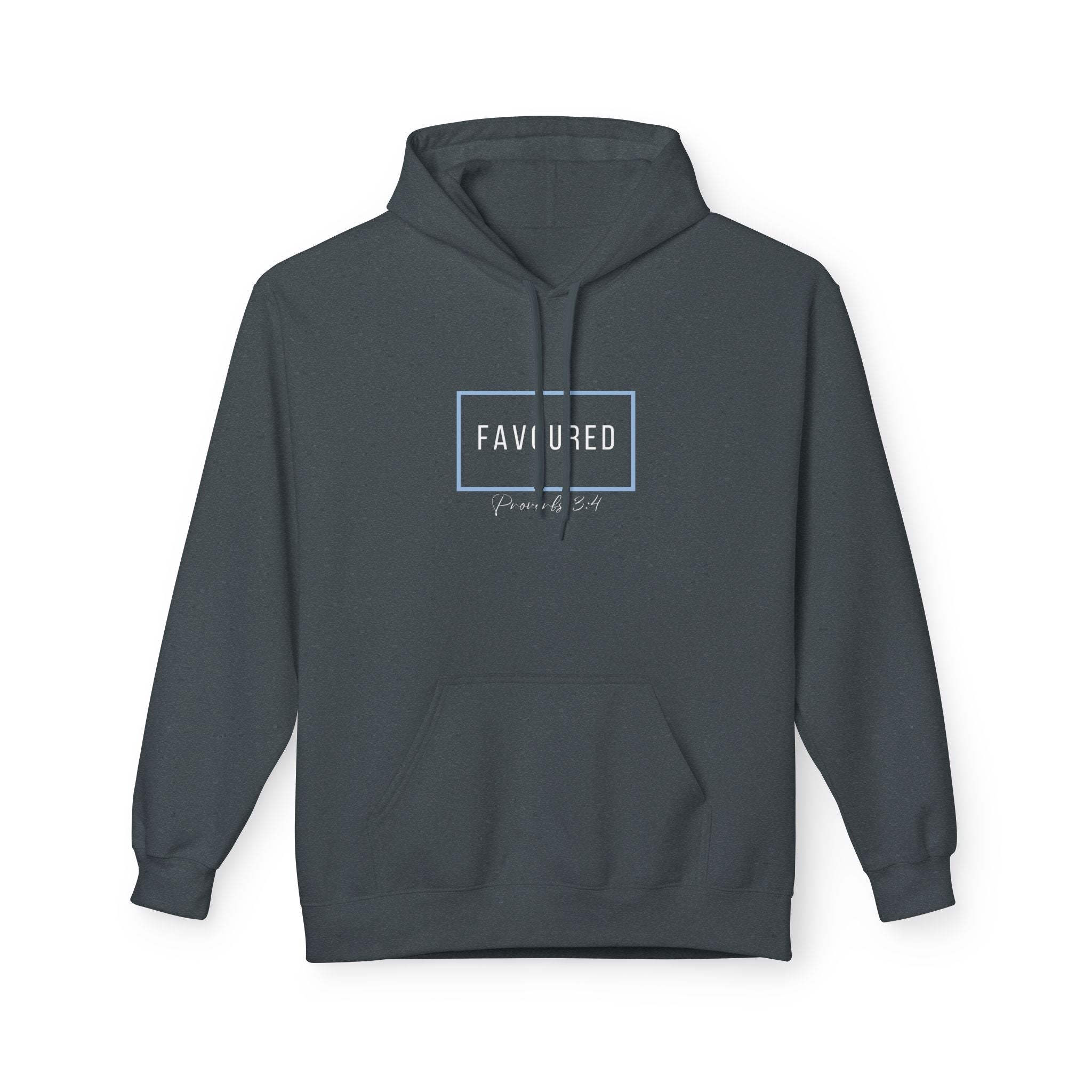 Favoured Christian Hoodie – Proverbs 3:4 Minimalist Script Hoodie | Faith-Based Unisex Pullover
