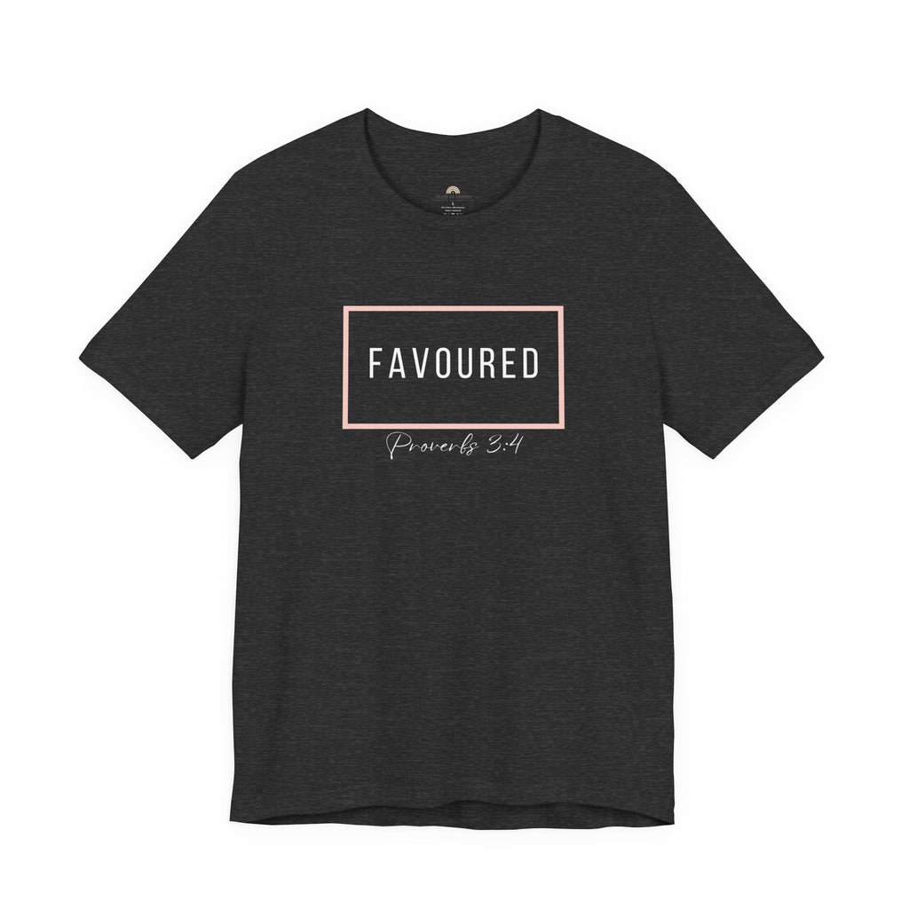 Favoured Christian T-Shirt – Proverbs 3:4 Scripture Tee | Faith-Based Unisex Shirt