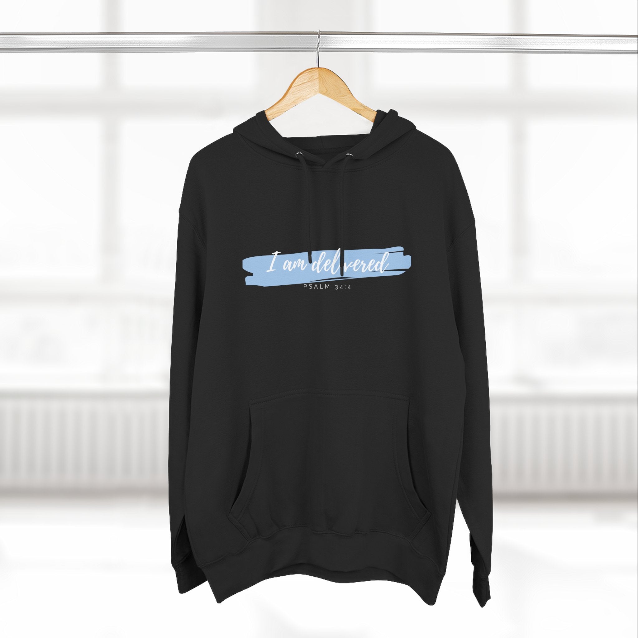 I Am Delivered Christian Hoodie — Psalm 34:4 Faith Hoodie | Inspirational Scripture Pullover | Unisex Christian Apparel