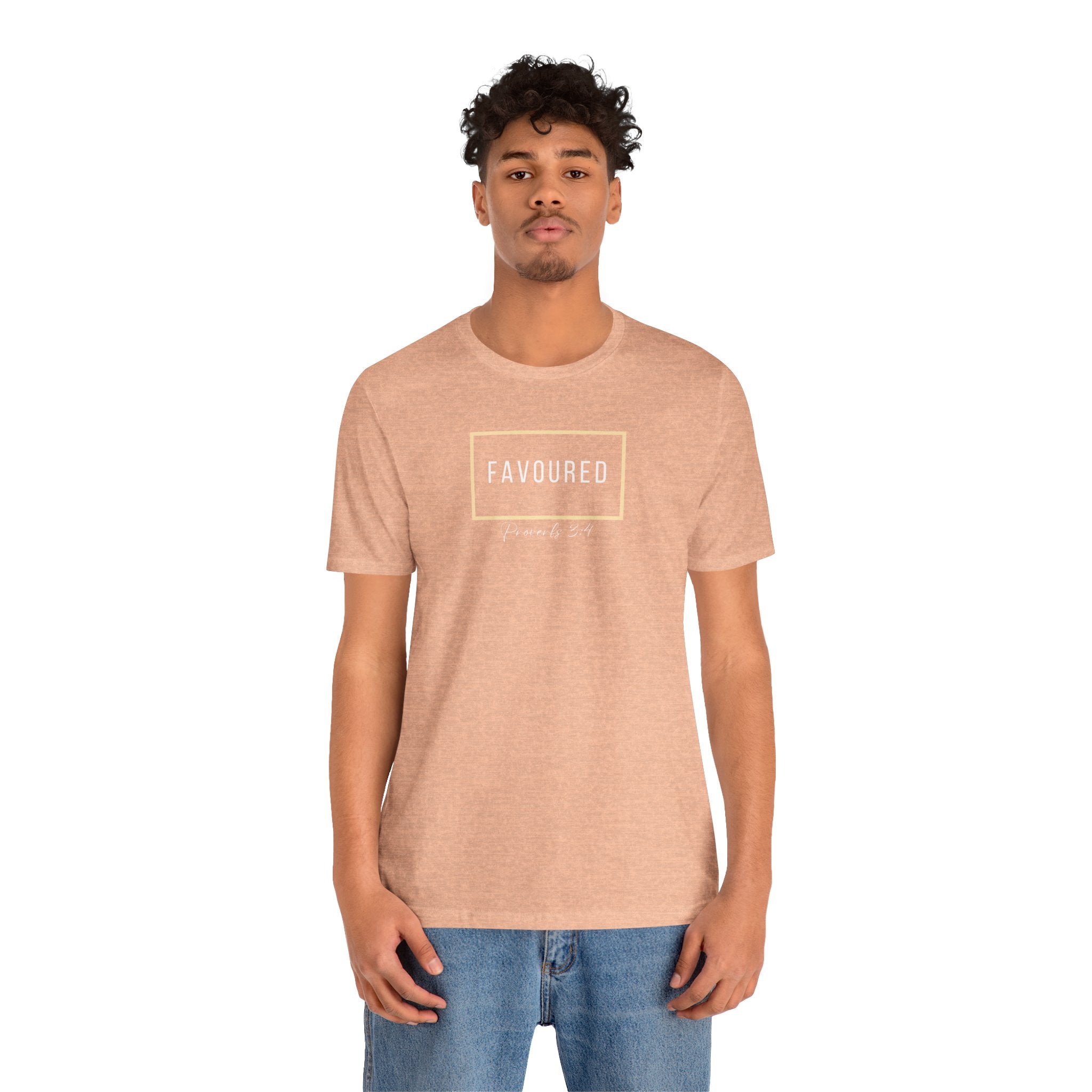 Favoured Christian T-Shirt – Proverbs 3:4 Scripture Tee | Faith-Based Unisex Shirt