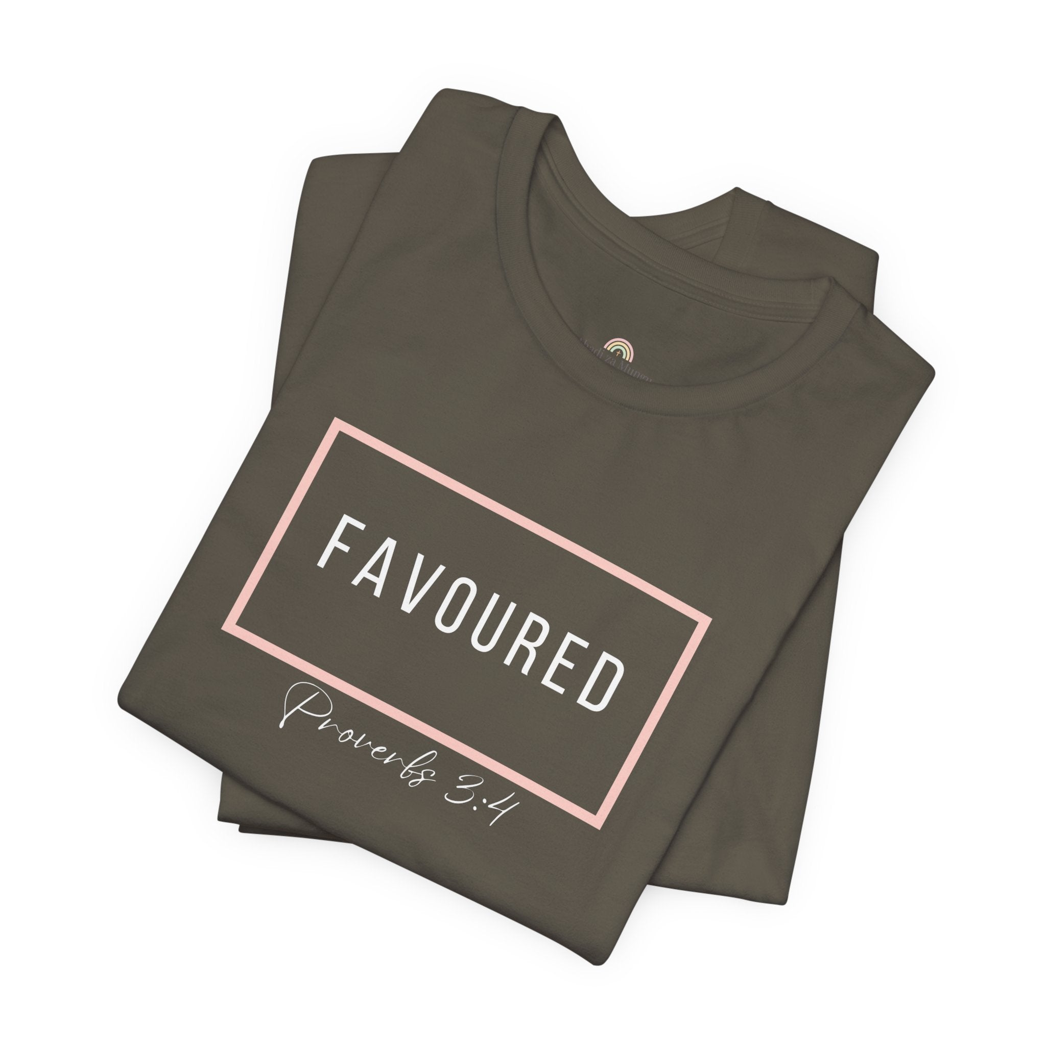 Favoured Christian T-Shirt – Proverbs 3:4 Scripture Tee | Faith-Based Unisex Shirt