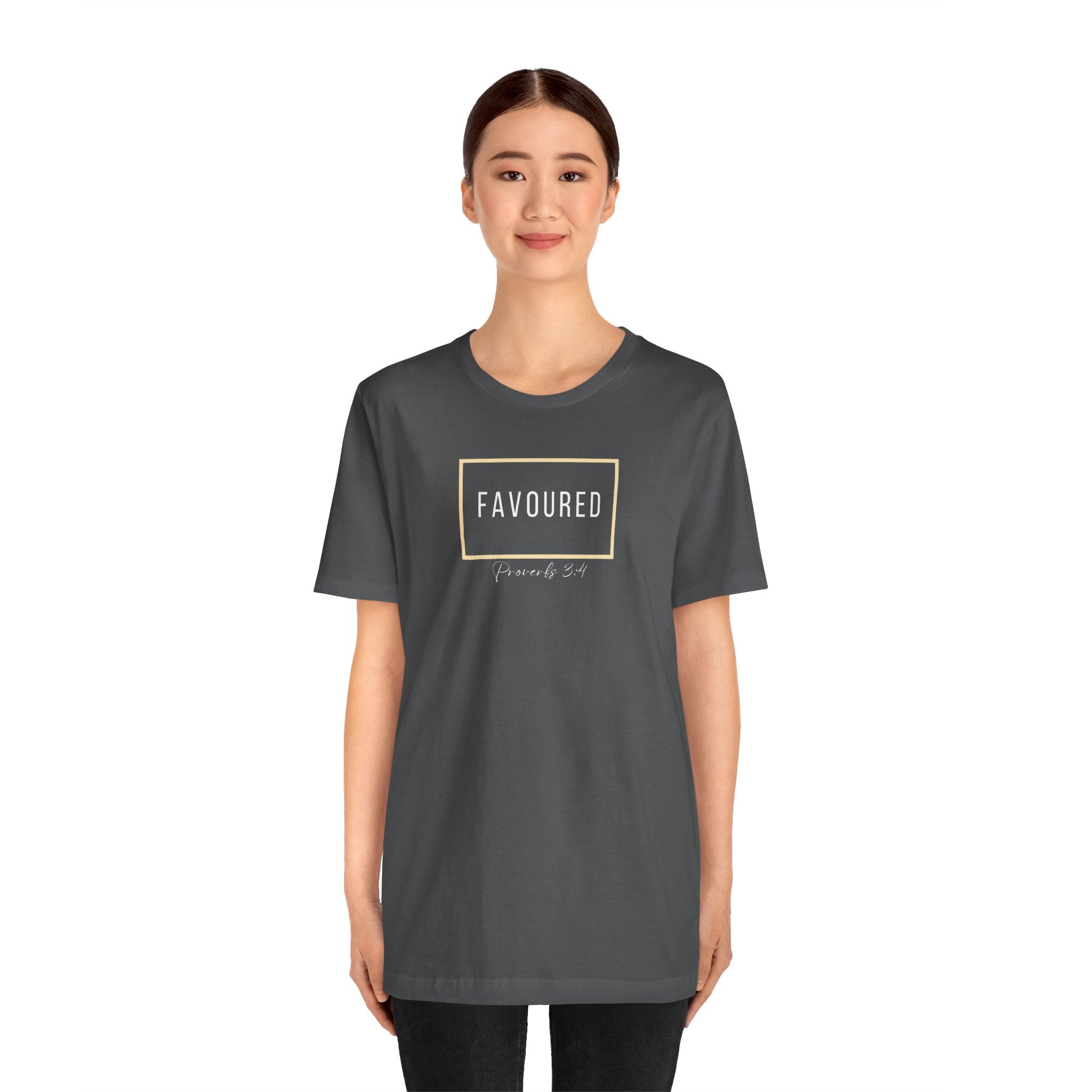 Favoured Christian T-Shirt – Proverbs 3:4 Scripture Tee | Faith-Based Unisex Shirt