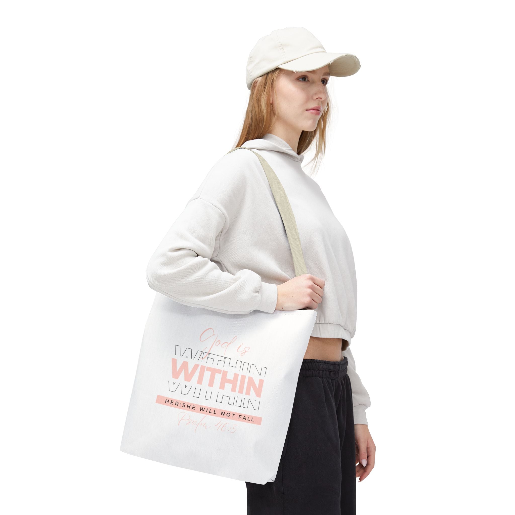 God Is Within Her Tote Bag – Psalm 46:5 Christian Scripture Tote for Women