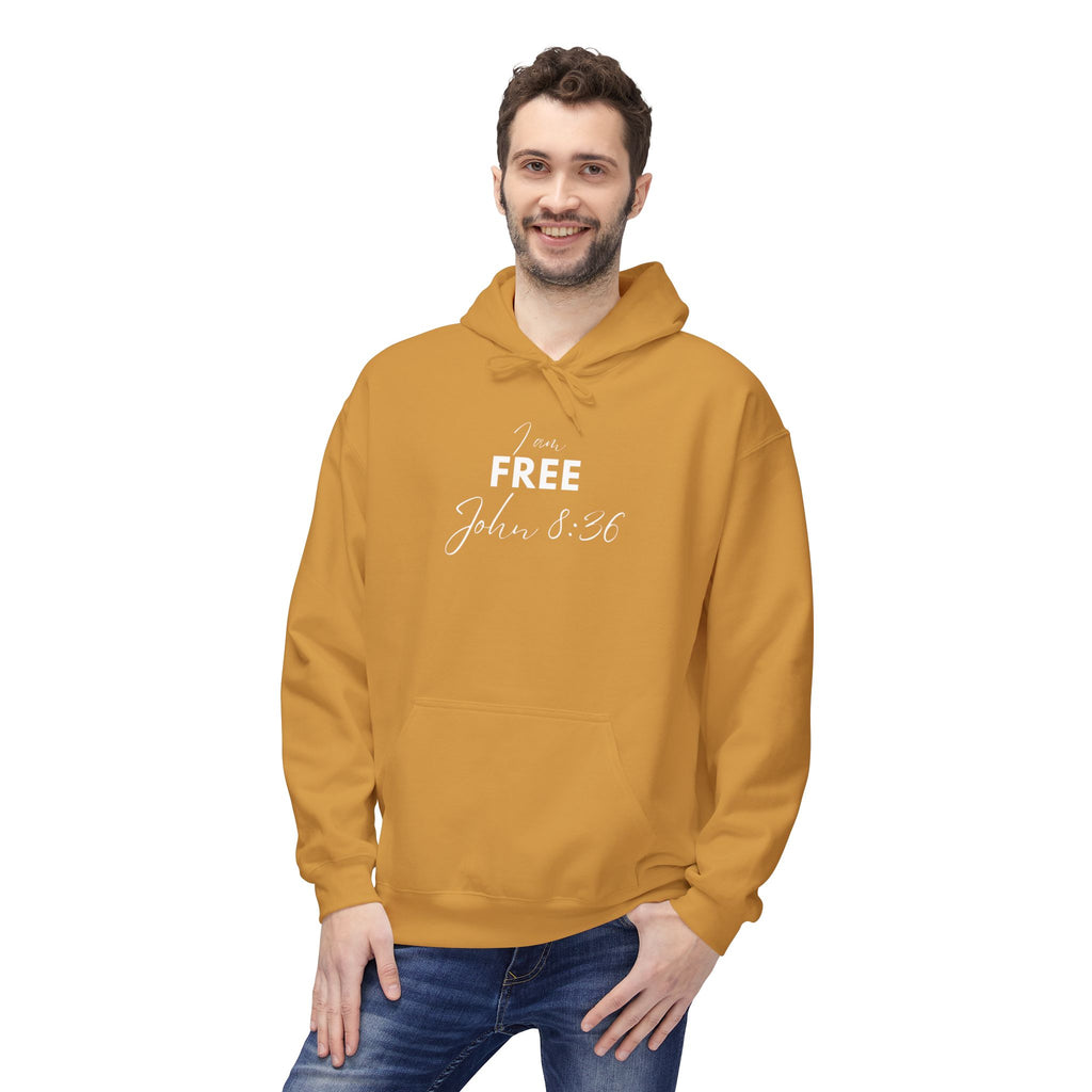 I Am Free Hoodie – John 8:36 Christian Scripture Hoodie | Faith-Based Inspirational Pullover