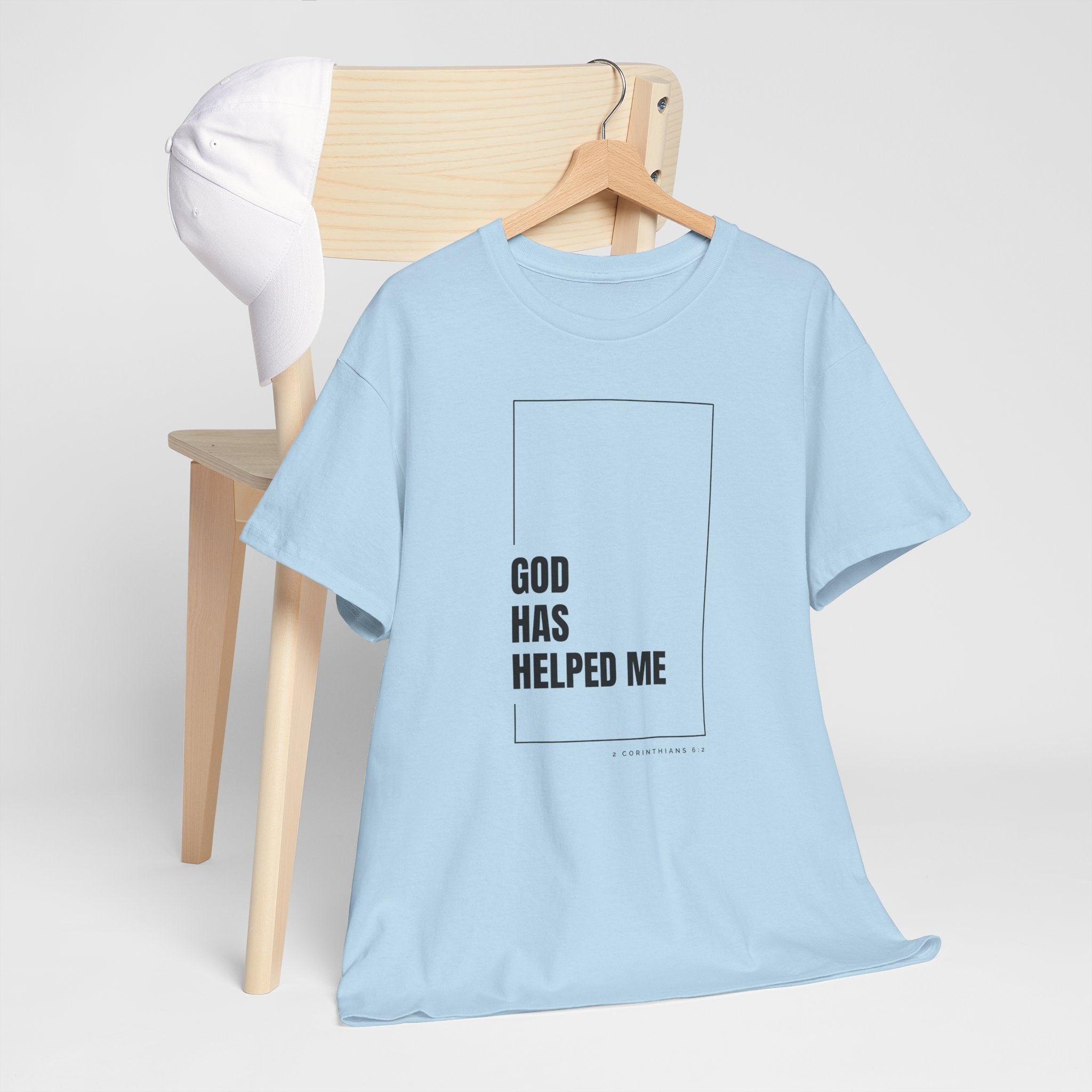 God Has Helped Me Christian T-Shirt – 2 Corinthians 6:2 Faith Tee | Unisex Heavy Cotton Shirt