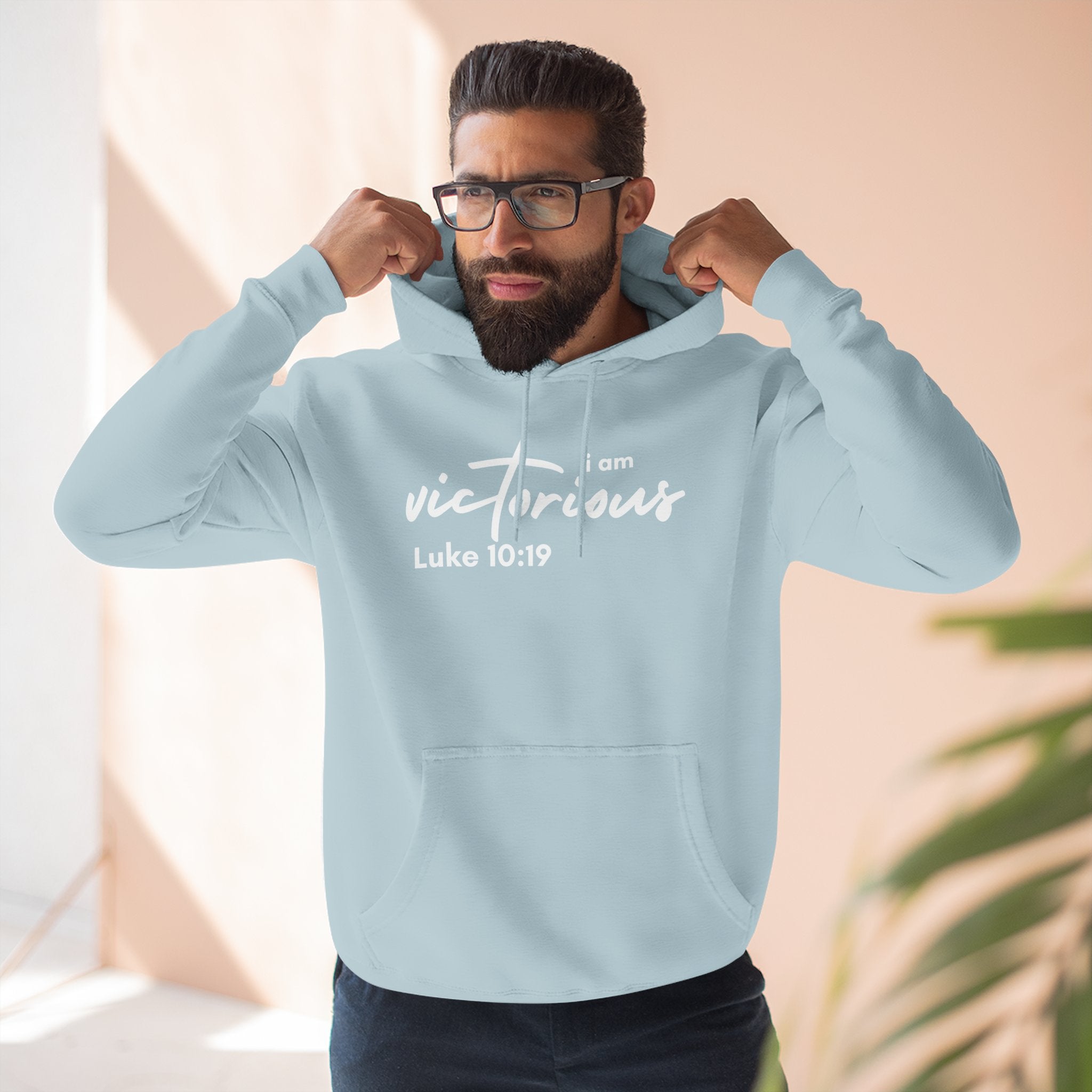I Am Victorious Hoodie — Luke 10:19 Christian Scripture Fleece Pullover