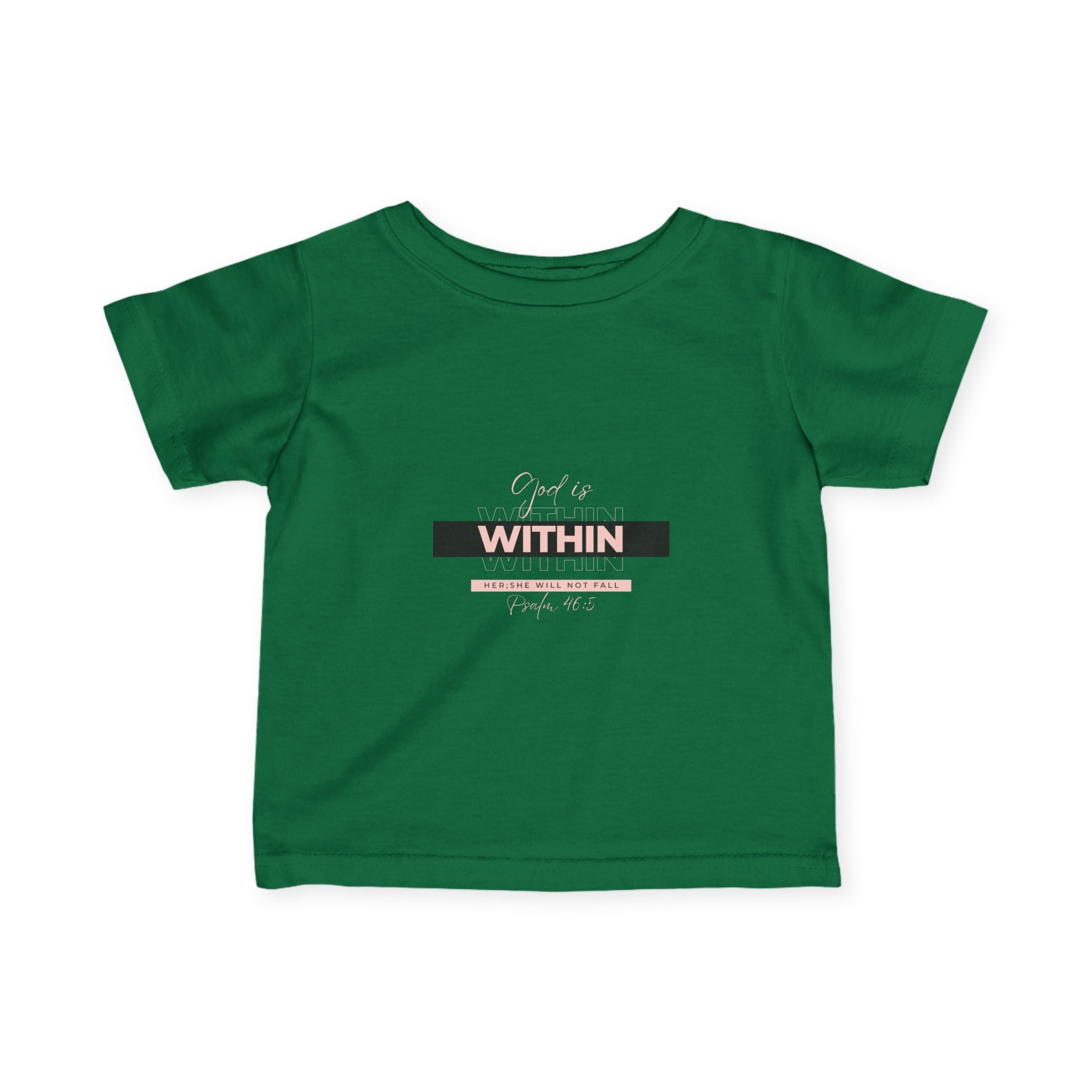Faith-Inspired Infant Tee – God Is Within Her; She Will Not Fall Psalm 46:5 | Christian Baby Shirt, Soft Cotton Tee, Baby Girl Gift
