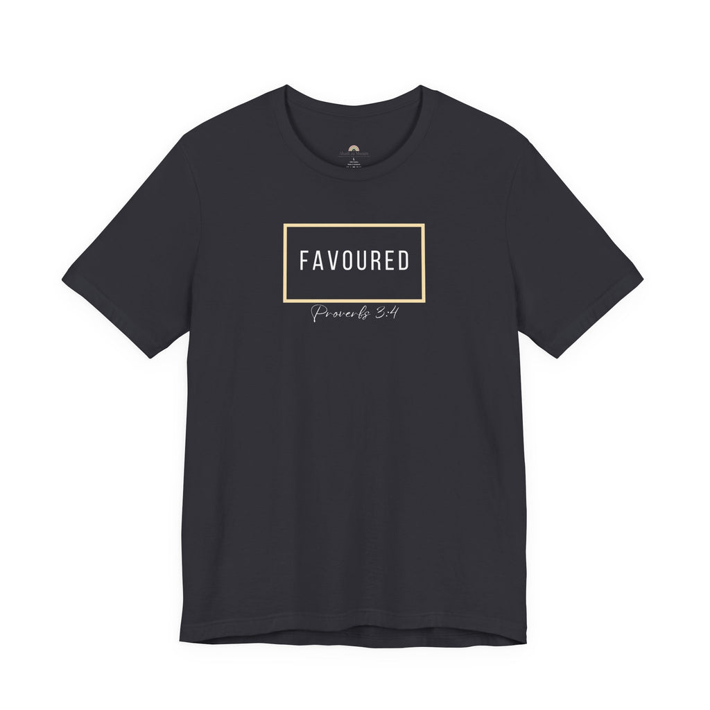 Favoured Christian T-Shirt – Proverbs 3:4 Scripture Tee | Faith-Based Unisex Shirt