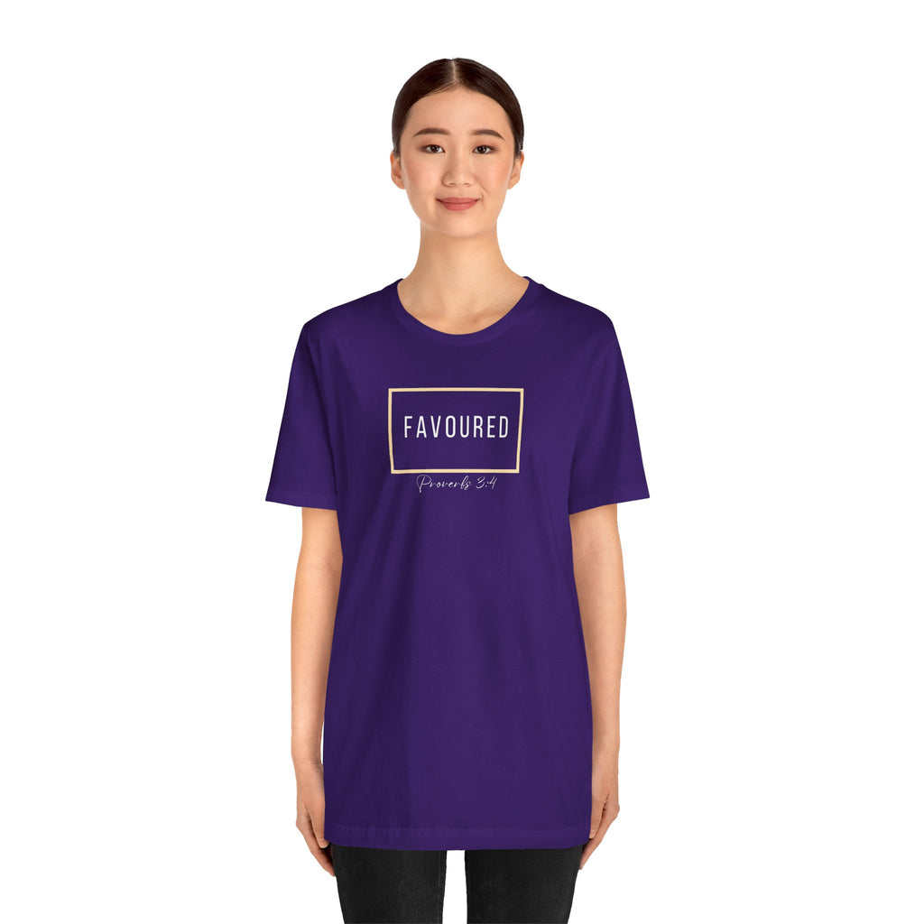 Favoured Christian T-Shirt – Proverbs 3:4 Scripture Tee | Faith-Based Unisex Shirt