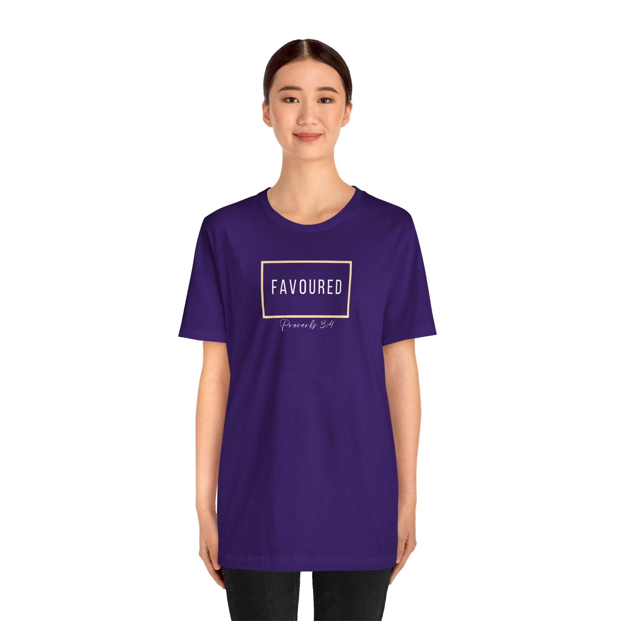 Favoured Christian T-Shirt – Proverbs 3:4 Scripture Tee | Faith-Based Unisex Shirt