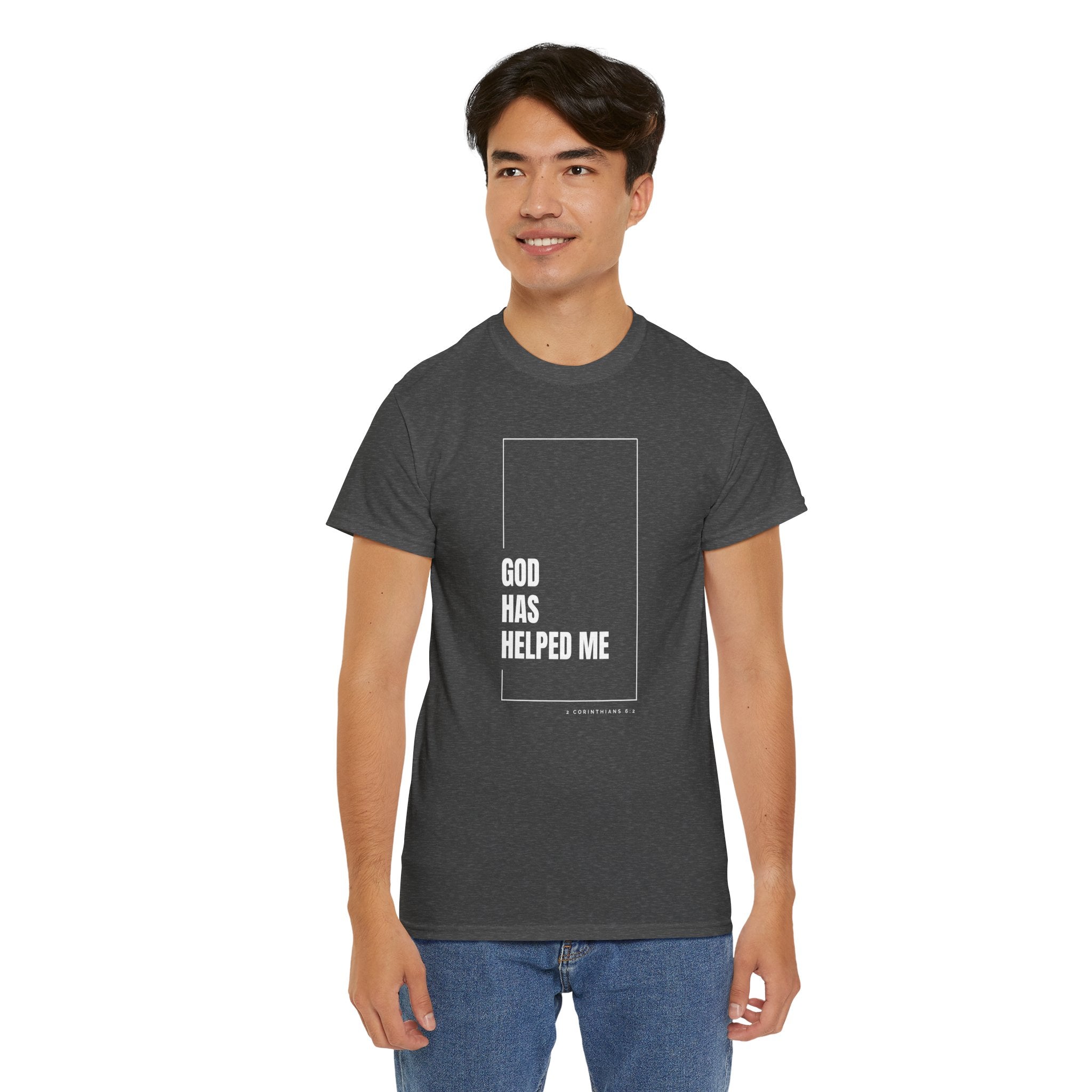 God Has Helped Me Christian T-Shirt – 2 Corinthians 6:2 Faith Tee | Unisex Heavy Cotton Shirt