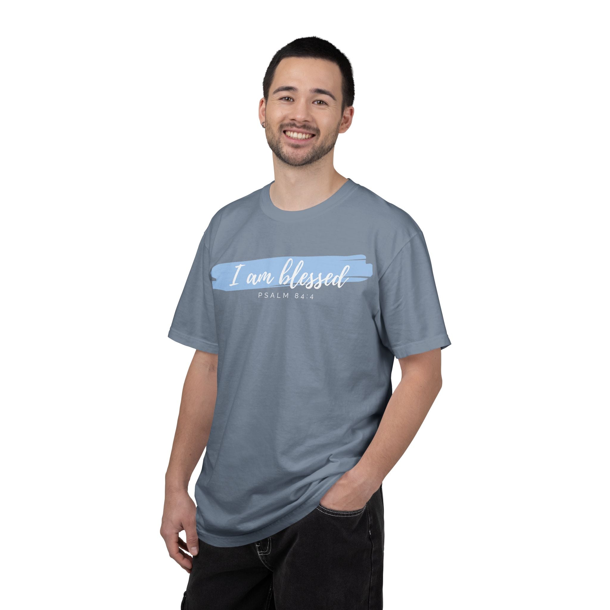 I Am Blessed Christian T-Shirt — Psalm 84:4 Scripture Tee | Garment-Dyed Faith Shirt