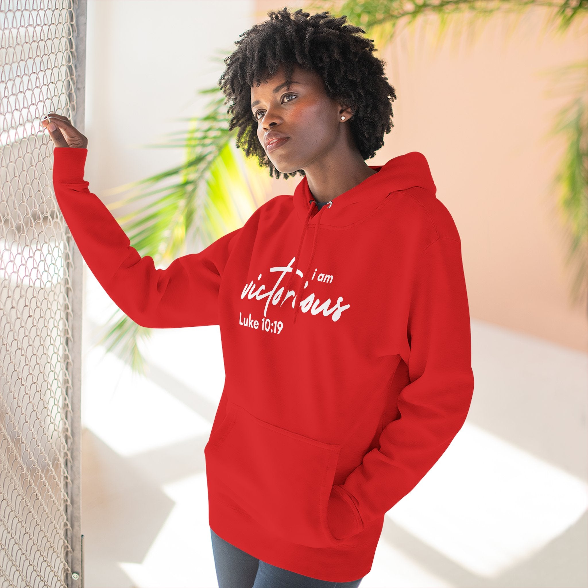 I Am Victorious Hoodie — Luke 10:19 Christian Scripture Fleece Pullover