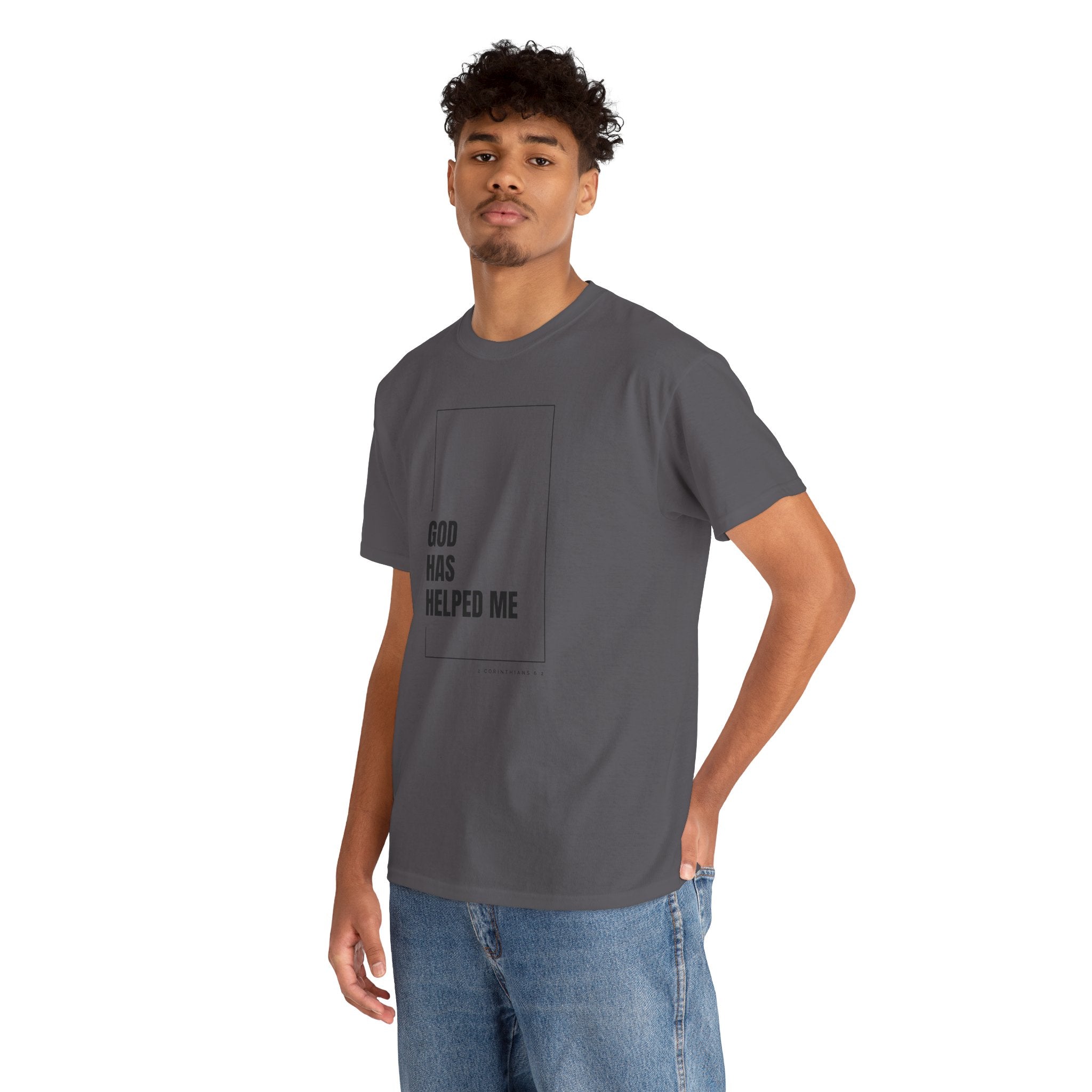 God Has Helped Me Christian T-Shirt – 2 Corinthians 6:2 Faith Tee | Unisex Heavy Cotton Shirt