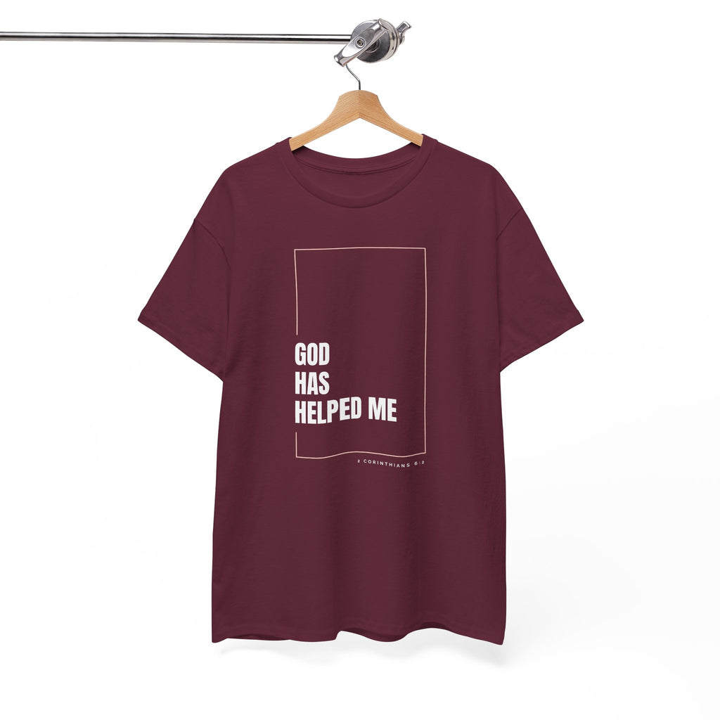 God Has Helped Me Christian T-Shirt – 2 Corinthians 6:2 Faith Tee | Unisex Heavy Cotton Shirt