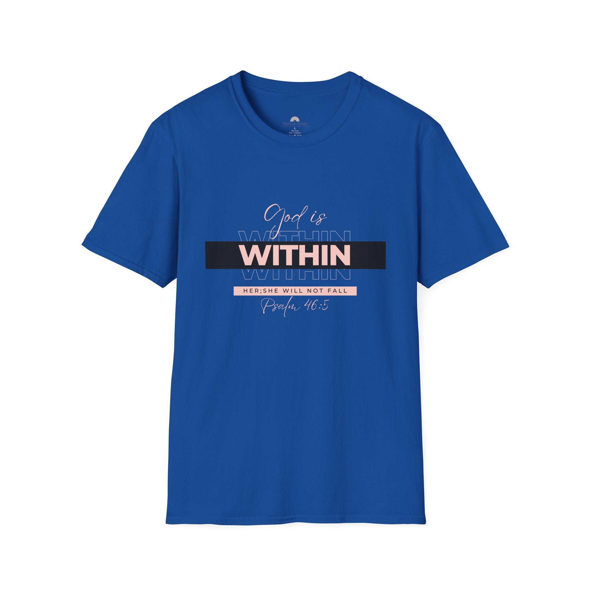 Christian T-Shirt – God Is Within Her (Psalm 46:5) – Inspirational Bible Verse Tee, Faith Apparel for Women