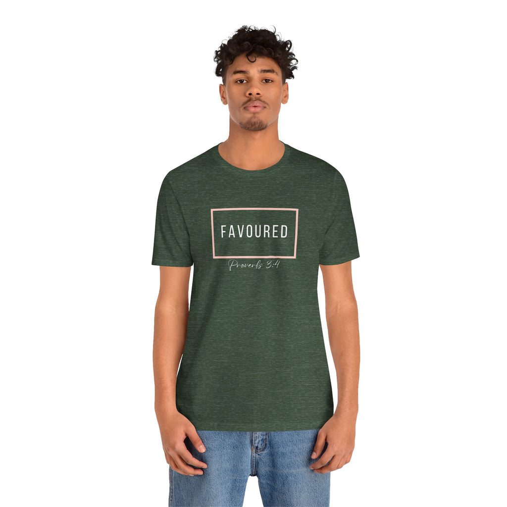 Favoured Christian T-Shirt – Proverbs 3:4 Scripture Tee | Faith-Based Unisex Shirt