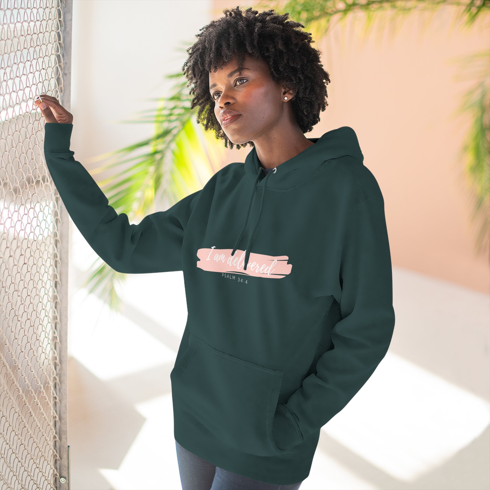I Am Delivered Christian Hoodie — Psalm 34:4 Faith Hoodie | Inspirational Scripture Pullover | Unisex Christian Apparel
