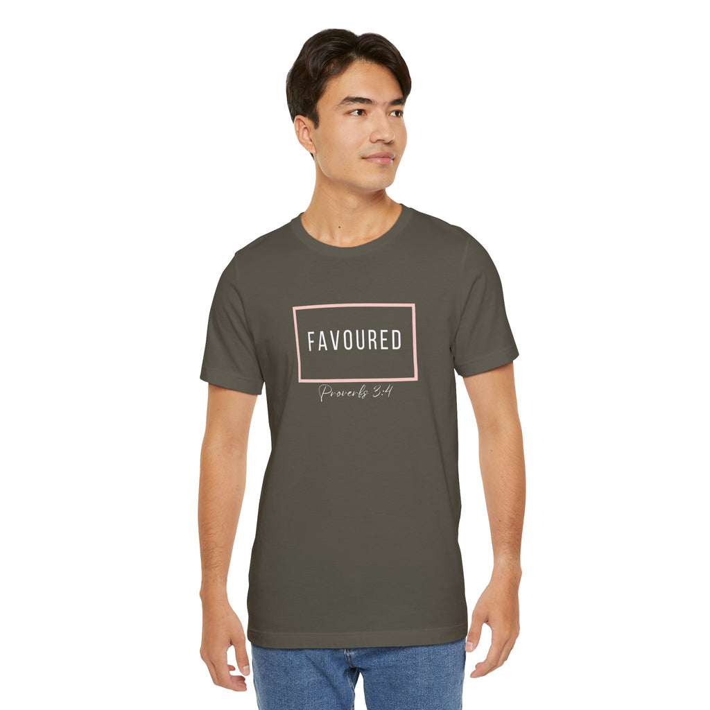 Favoured Christian T-Shirt – Proverbs 3:4 Scripture Tee | Faith-Based Unisex Shirt