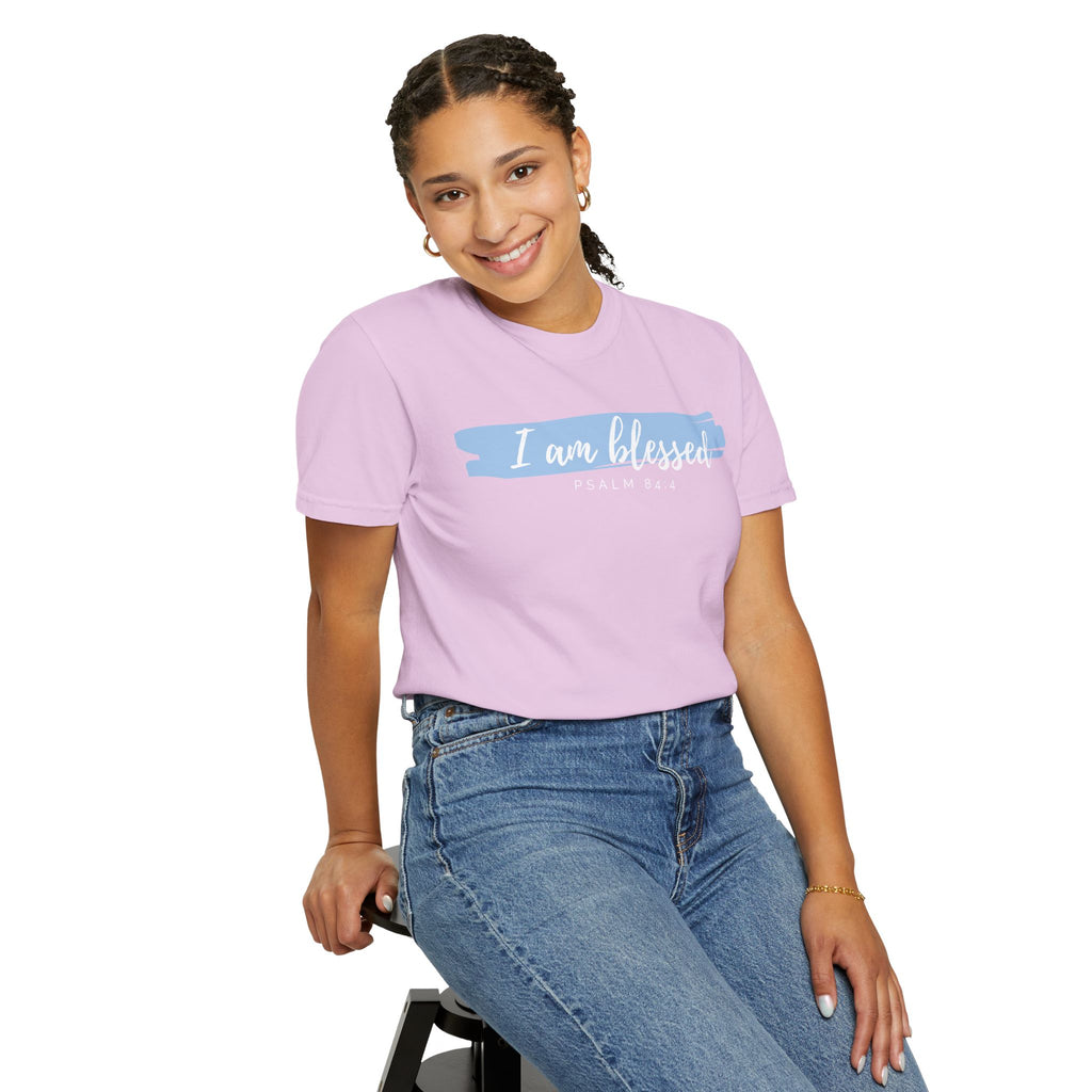 I Am Blessed Christian T-Shirt — Psalm 84:4 Scripture Tee | Garment-Dyed Faith Shirt