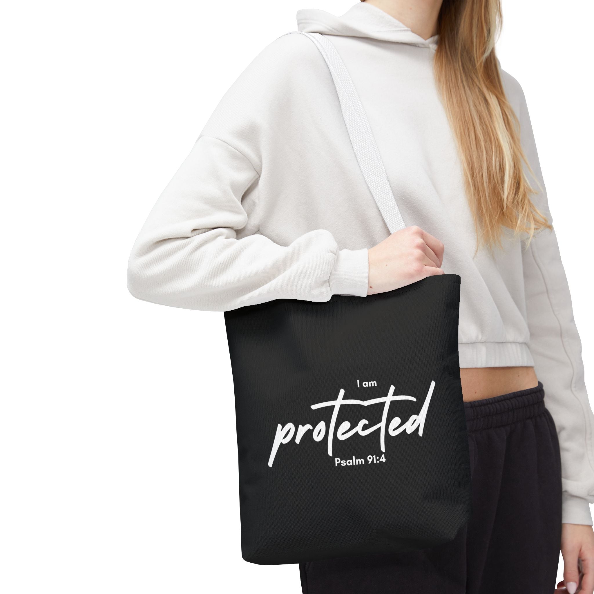 I Am Protected Tote Bag — Psalm 91:4 Christian Scripture Canvas Tote | Faith-Based Carryall