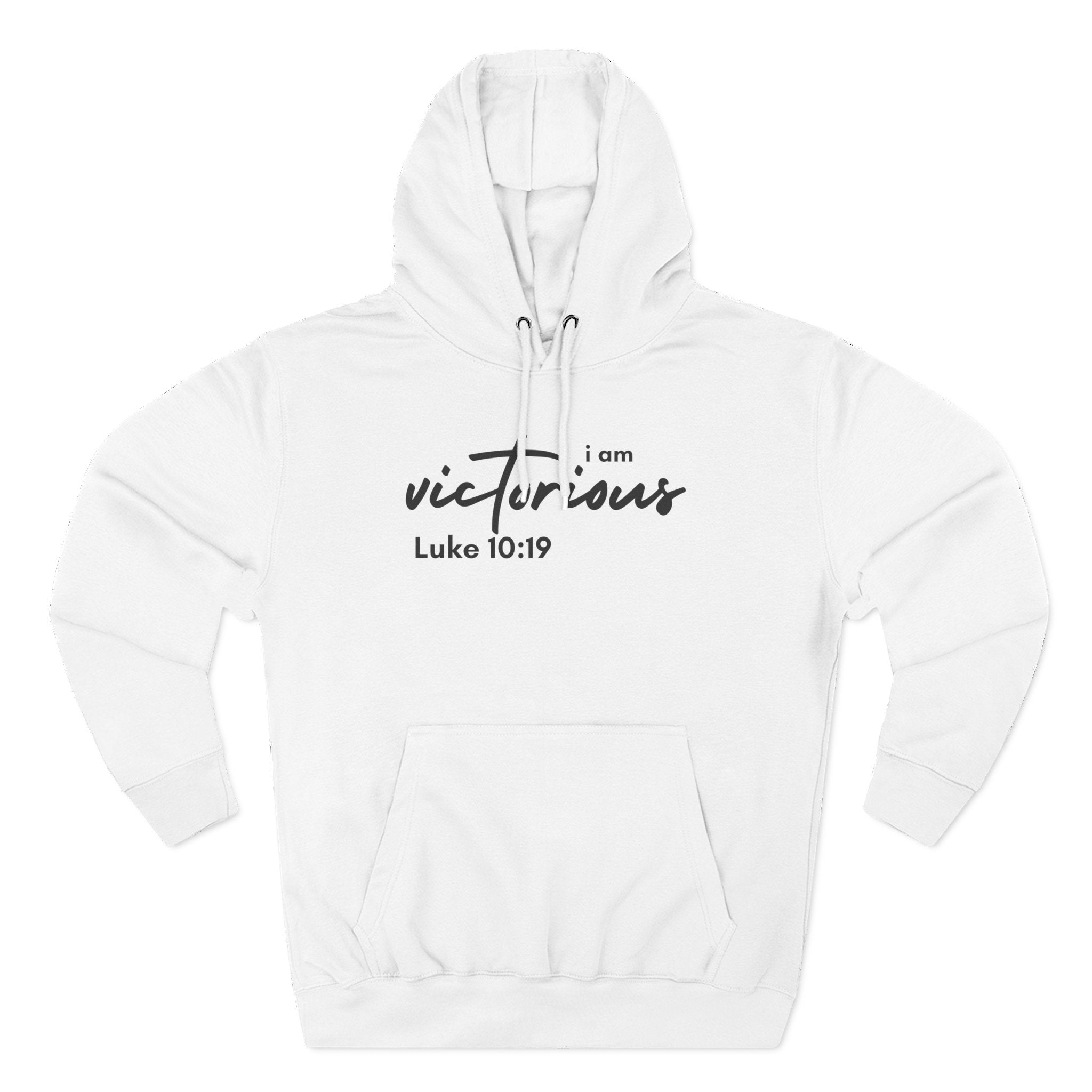 I Am Victorious Hoodie — Luke 10:19 Christian Scripture Fleece Pullover