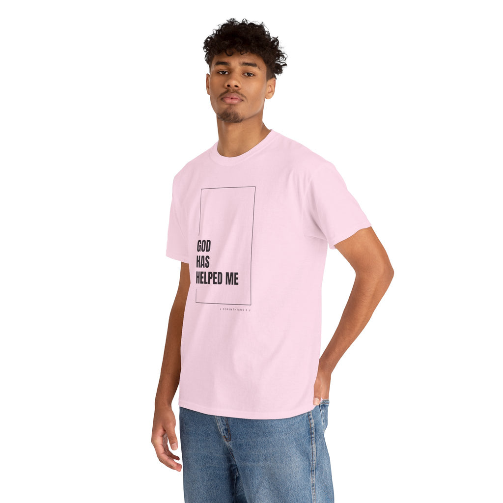 God Has Helped Me Christian T-Shirt – 2 Corinthians 6:2 Faith Tee | Unisex Heavy Cotton Shirt