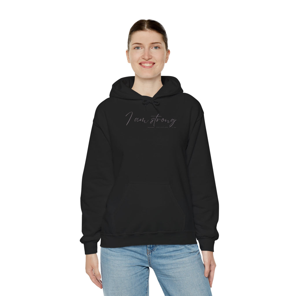 I Am Strong Hoodie – Philippians 4:13 Christian Unisex Faith Sweatshirt