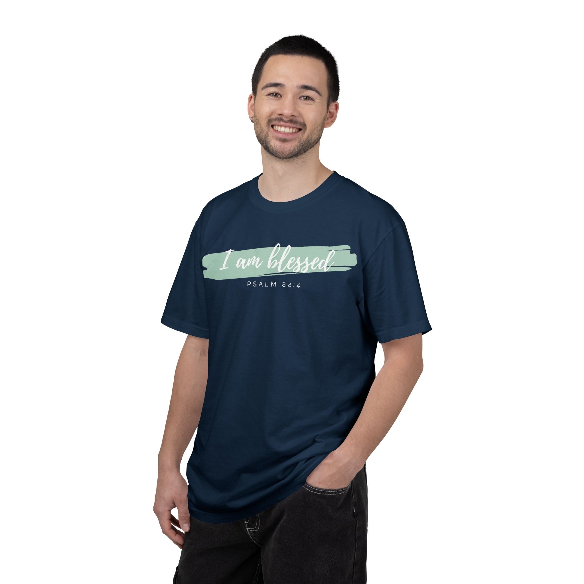 I Am Blessed Christian T-Shirt — Psalm 84:4 Scripture Tee | Garment-Dyed Faith Shirt
