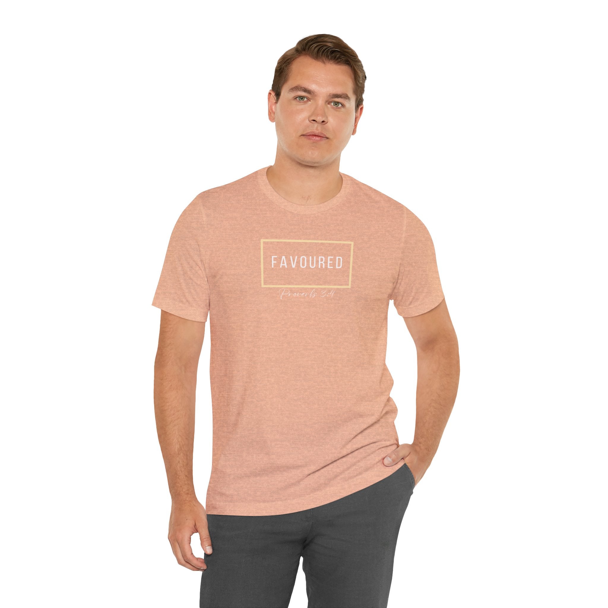 Favoured Christian T-Shirt – Proverbs 3:4 Scripture Tee | Faith-Based Unisex Shirt