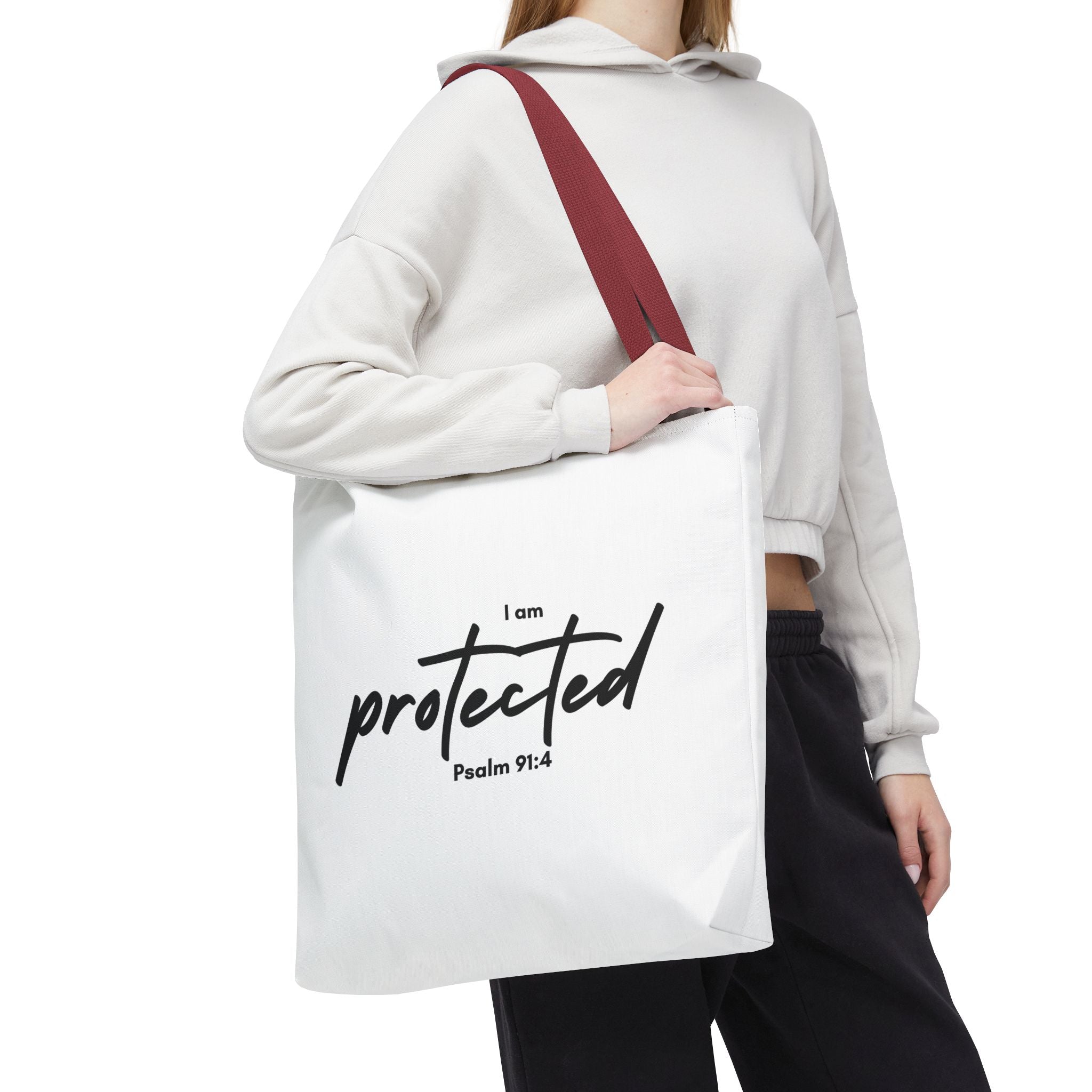 I Am Protected Tote Bag — Psalm 91:4 Christian Scripture Canvas Tote | Faith-Based Carryall