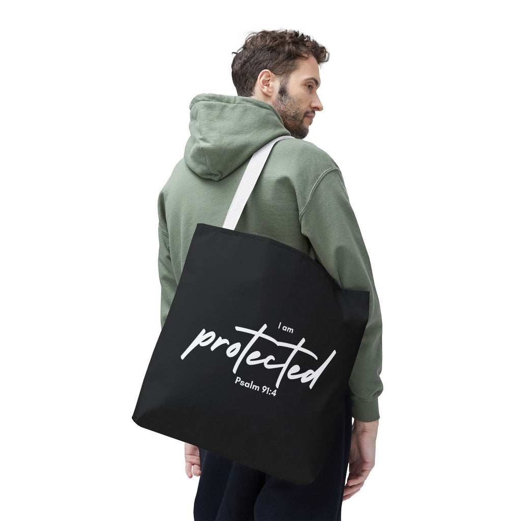 I Am Protected Tote Bag — Psalm 91:4 Christian Scripture Canvas Tote | Faith-Based Carryall