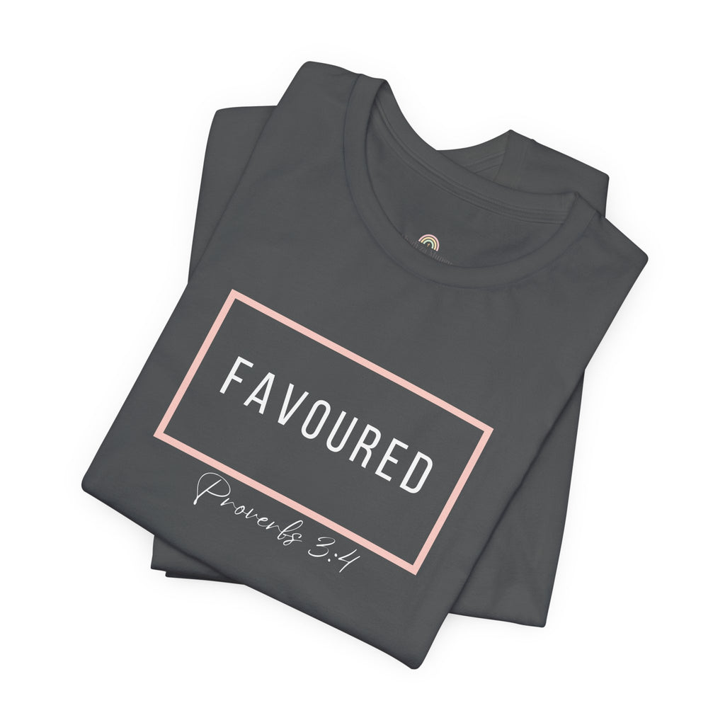 Favoured Christian T-Shirt – Proverbs 3:4 Scripture Tee | Faith-Based Unisex Shirt