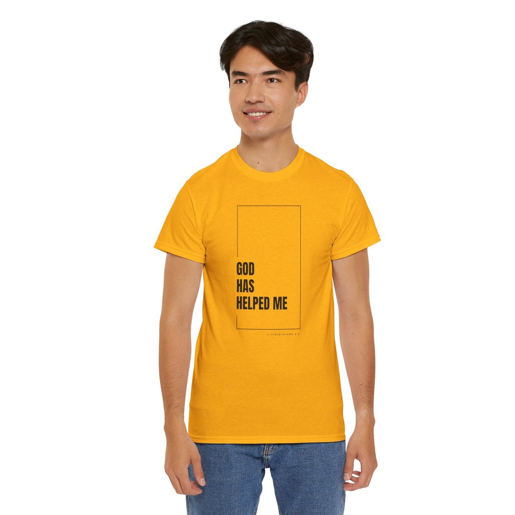 God Has Helped Me Christian T-Shirt – 2 Corinthians 6:2 Faith Tee | Unisex Heavy Cotton Shirt