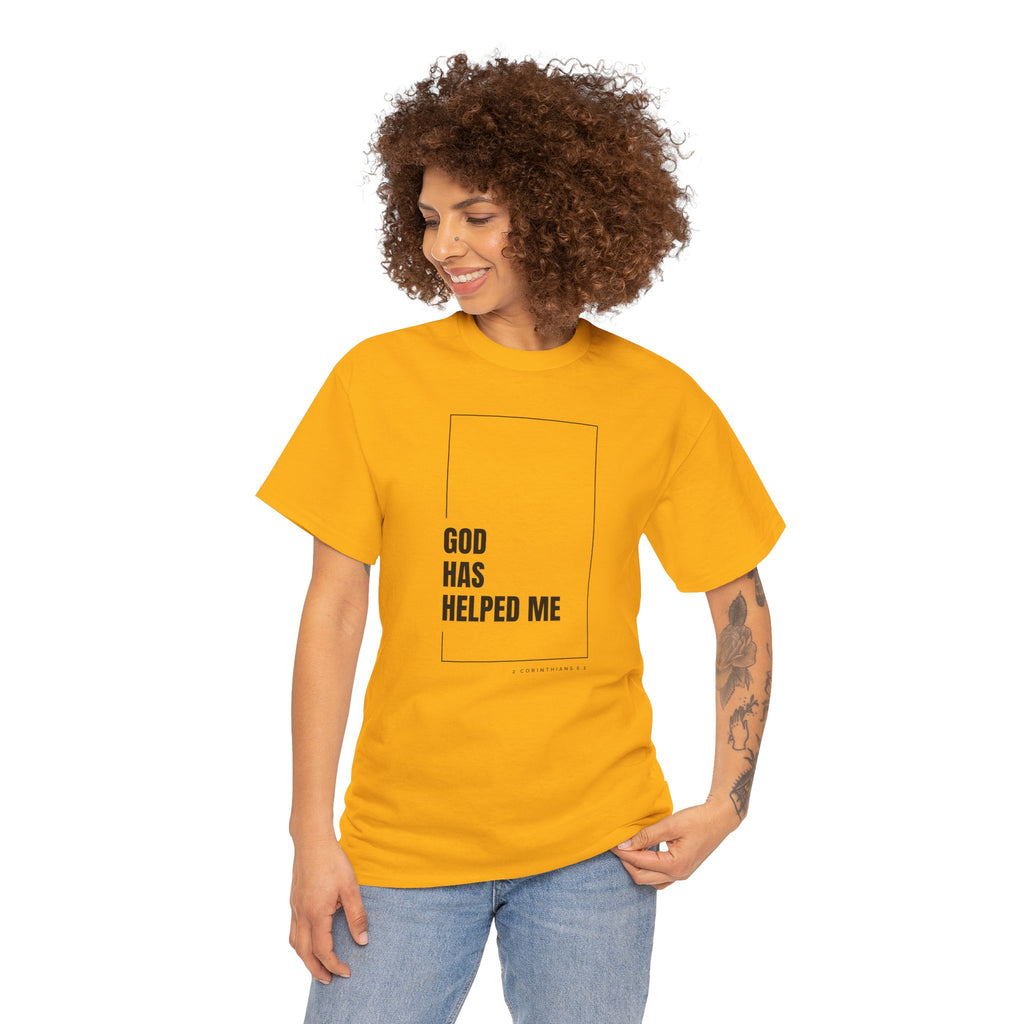 God Has Helped Me Christian T-Shirt – 2 Corinthians 6:2 Faith Tee | Unisex Heavy Cotton Shirt