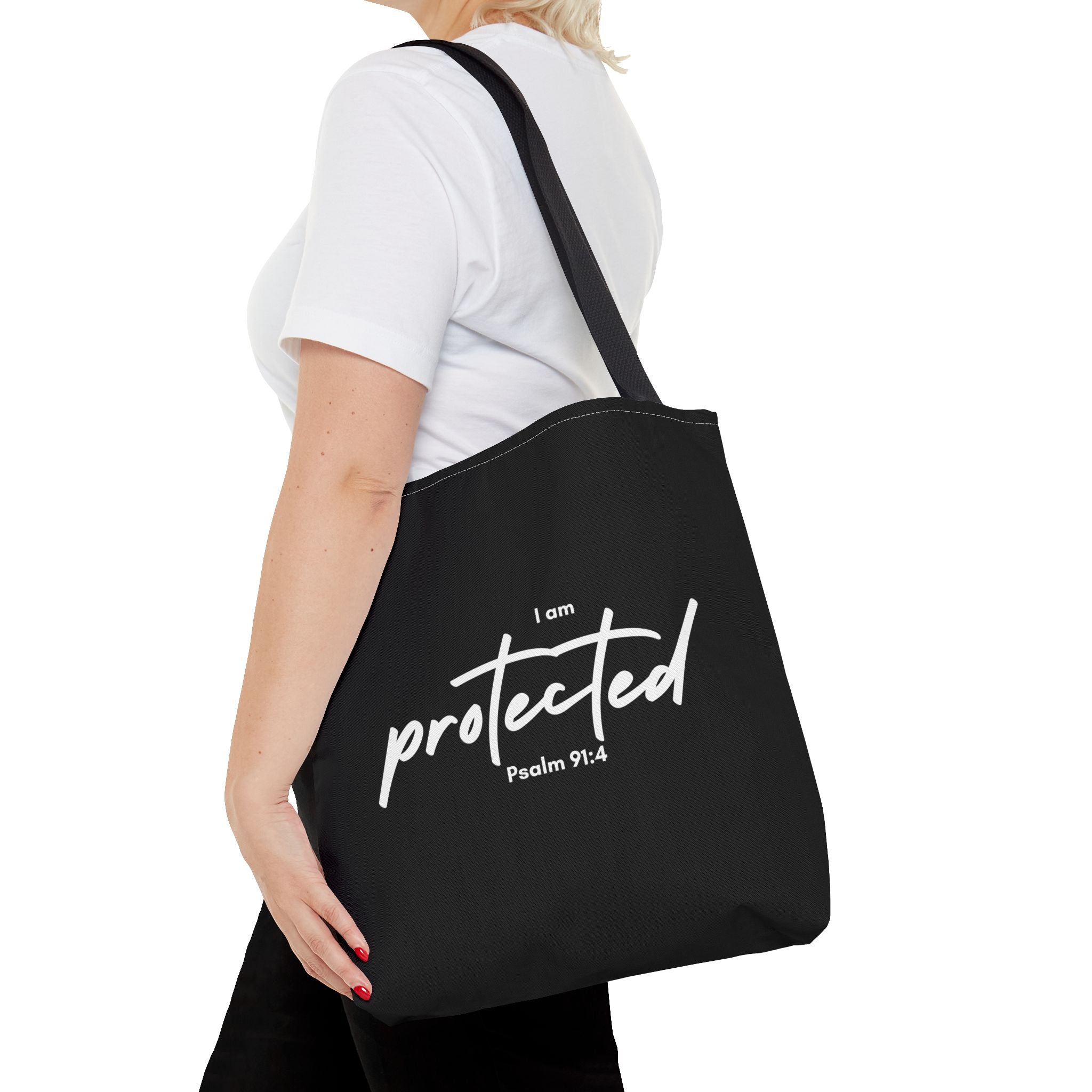 I Am Protected Tote Bag — Psalm 91:4 Christian Scripture Canvas Tote | Faith-Based Carryall