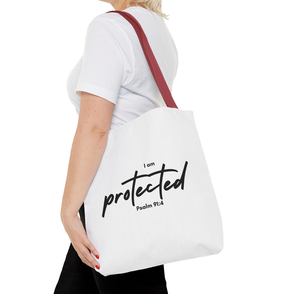 I Am Protected Tote Bag — Psalm 91:4 Christian Scripture Canvas Tote | Faith-Based Carryall