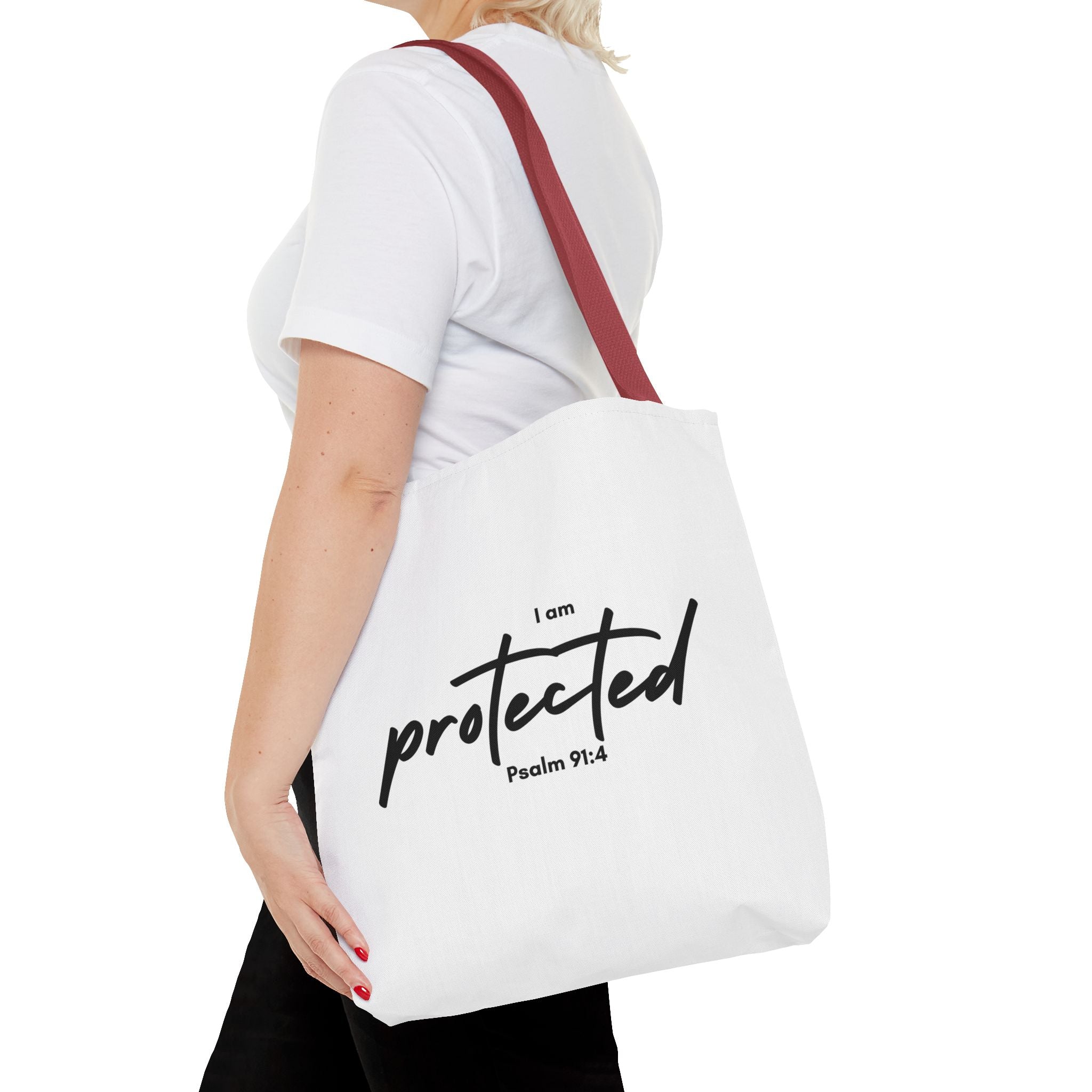 I Am Protected Tote Bag — Psalm 91:4 Christian Scripture Canvas Tote | Faith-Based Carryall