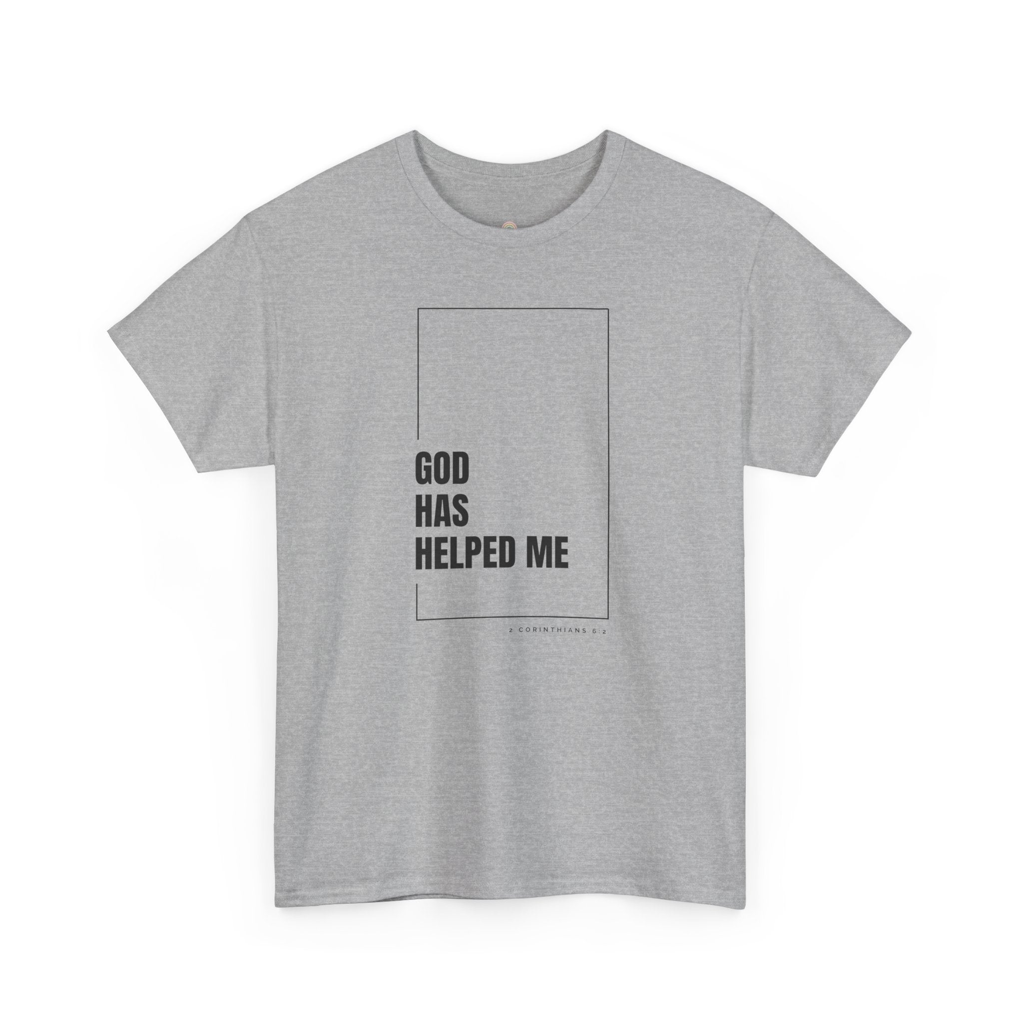 God Has Helped Me Christian T-Shirt – 2 Corinthians 6:2 Faith Tee | Unisex Heavy Cotton Shirt