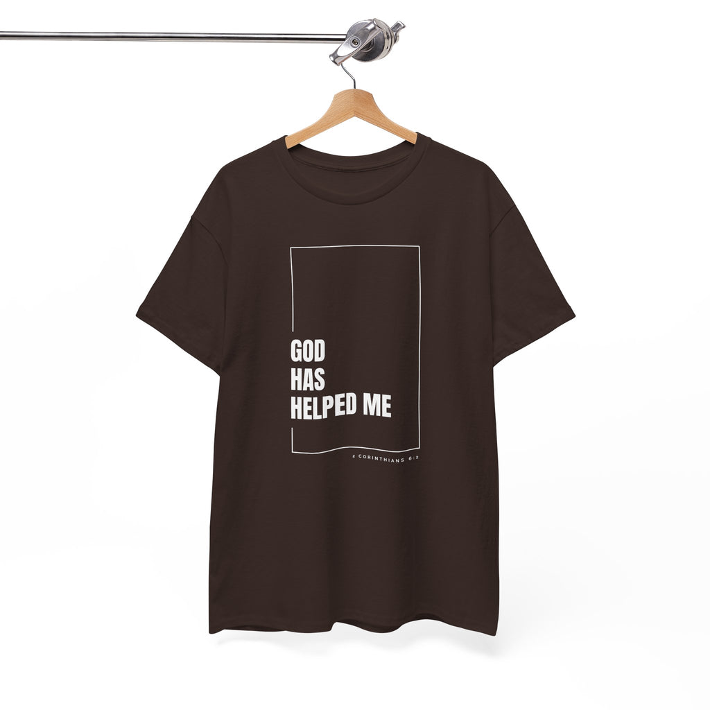 God Has Helped Me Christian T-Shirt – 2 Corinthians 6:2 Faith Tee | Unisex Heavy Cotton Shirt