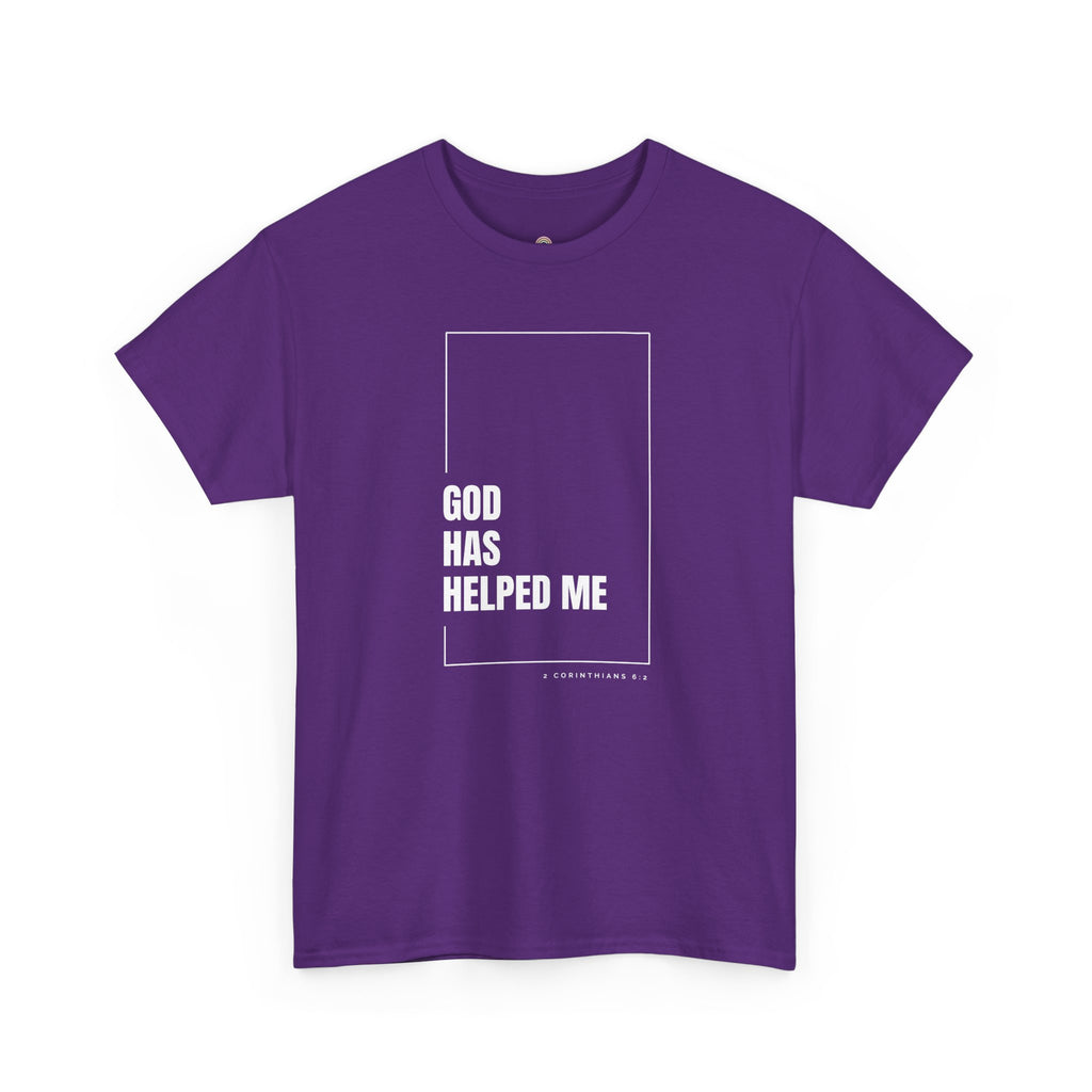 God Has Helped Me Christian T-Shirt – 2 Corinthians 6:2 Faith Tee | Unisex Heavy Cotton Shirt