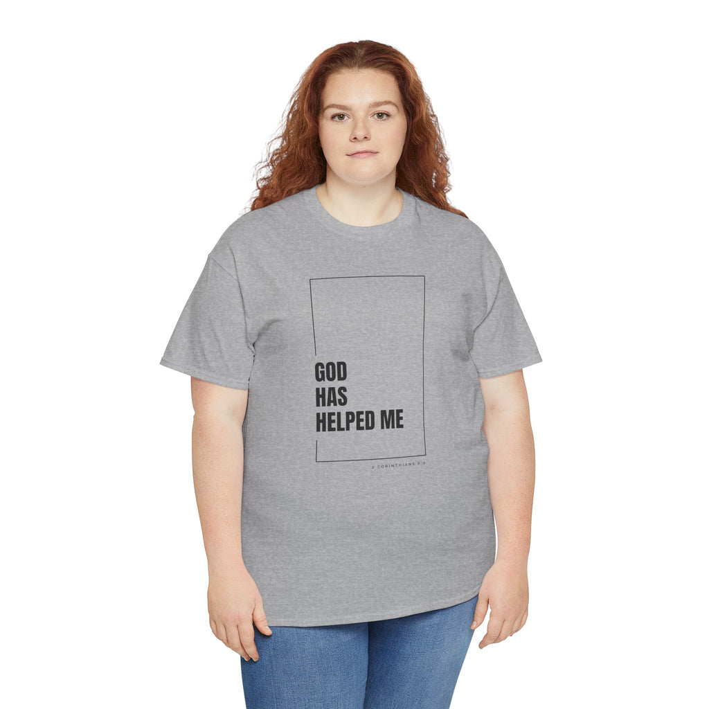 God Has Helped Me Christian T-Shirt – 2 Corinthians 6:2 Faith Tee | Unisex Heavy Cotton Shirt