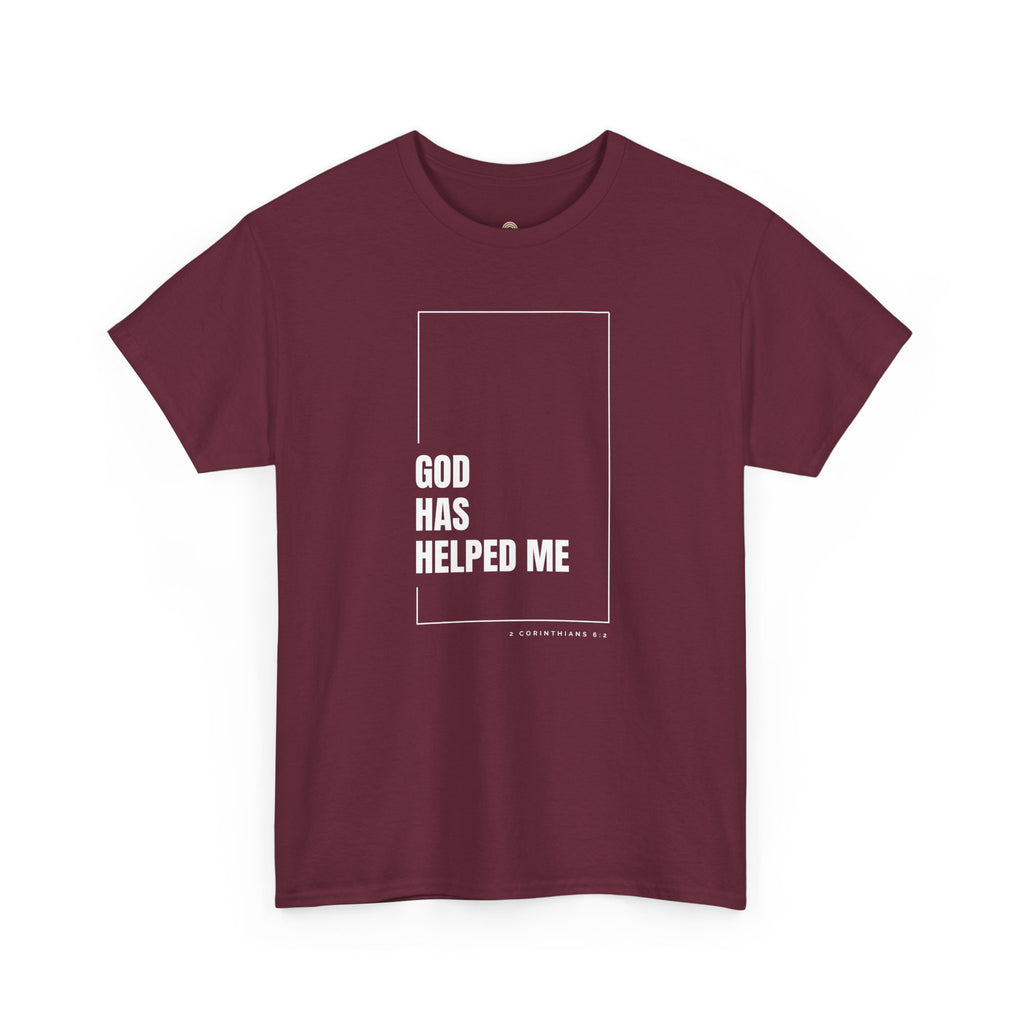 God Has Helped Me Christian T-Shirt – 2 Corinthians 6:2 Faith Tee | Unisex Heavy Cotton Shirt